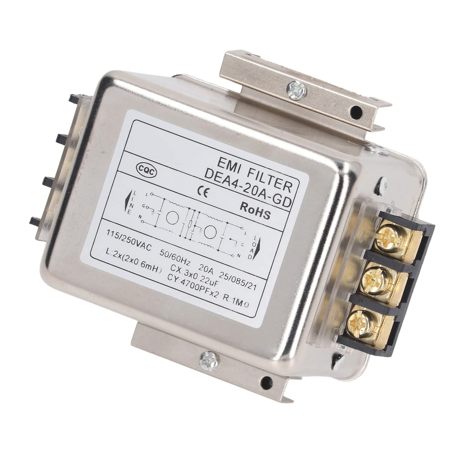Filtre EMI, Filtres d'alimentation EMI, Filtre Secteur 115/250V, Puissance 2 Pôles 1 Phase 20A 50/60Hz, pour Équipement Mécanique