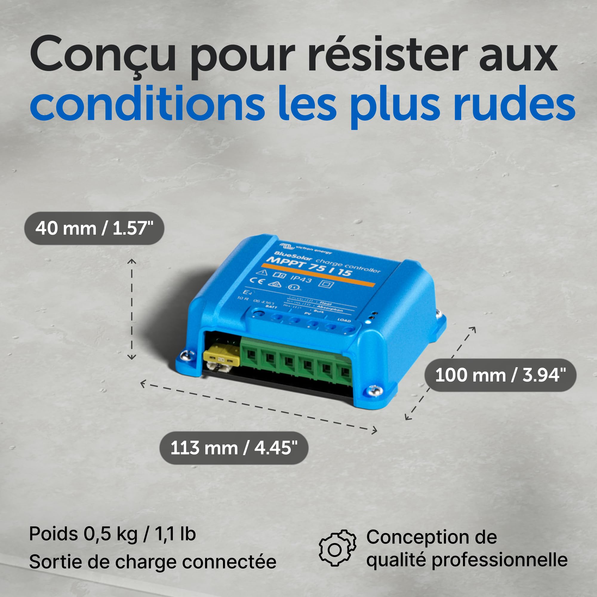 Victron Energy BlueSolar Contrôleur de charge solaire MPPT 75 V 15 amp 12/24 Volt