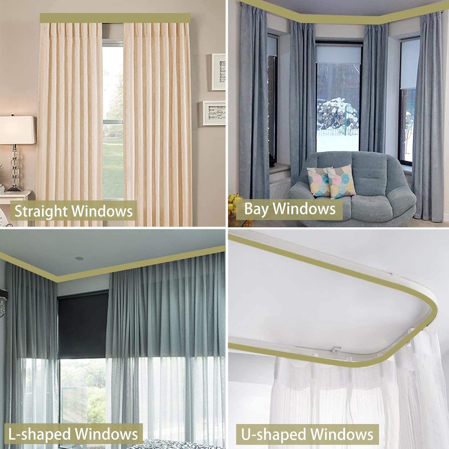 16.4 ft (5 meters) Flexible Curtain Track, Room Divider Bendable Curtain system with Accessories, Suitable for Residence, Shower, Commercial use, Ceiling Mounted (White)