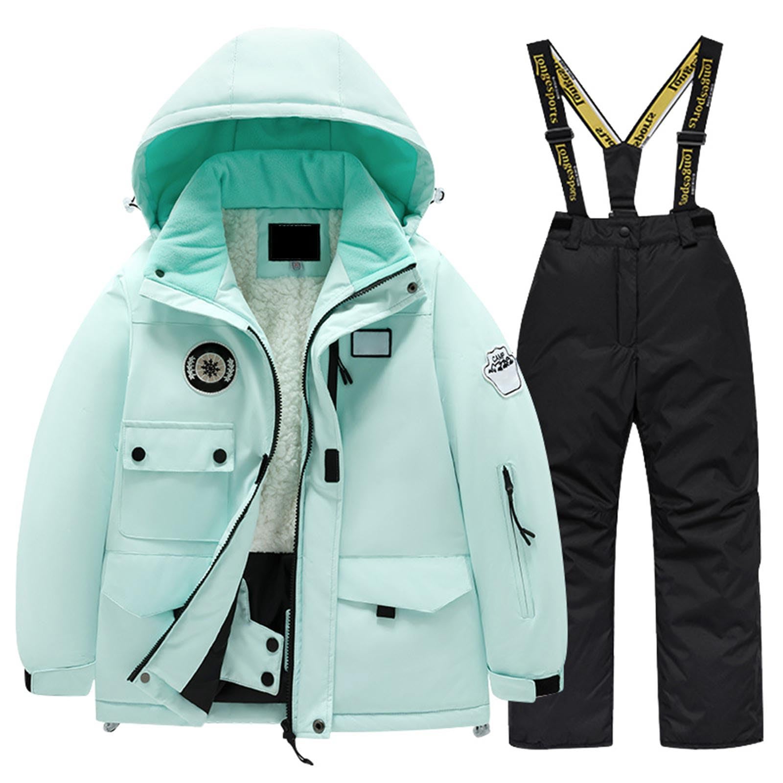 Generisch Combinaison de ski en polaire pour enfant - Veste et pantalon - Équipement d'hiver pour filles - Sports de neige