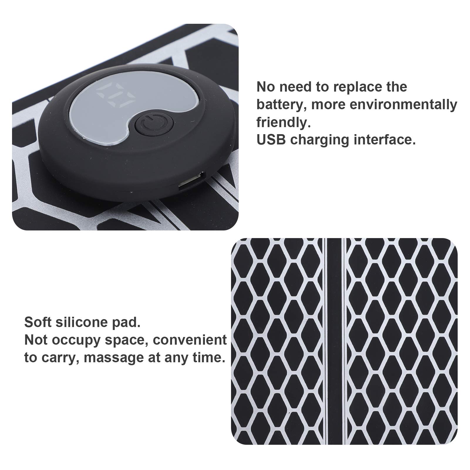Masseur de pieds avec machine rechargeable par USB - Tapis de massage électrique pliable et portable - Favorise la circulation sanguine - Soulage les douleurs musculaires - Facile à utiliser pour la