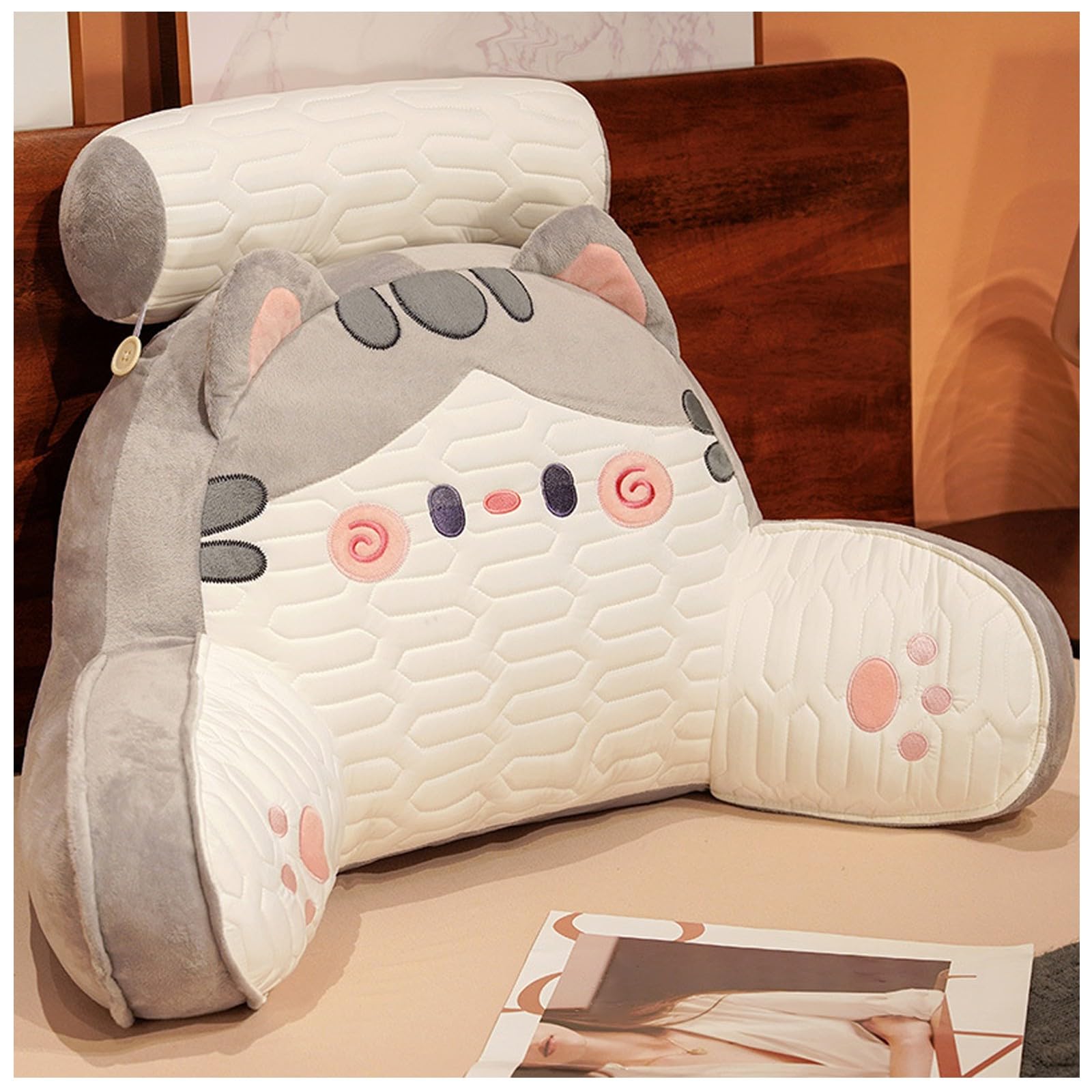 Coussin de lecture avec accoudoirs gris 60x45cm ZTGL