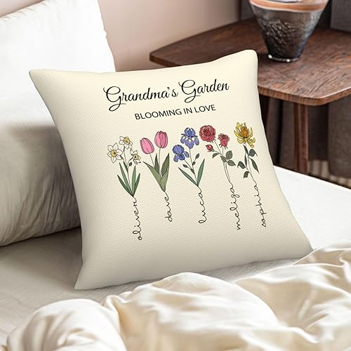 Miniatura 2 de Alienc Funda de almohada personalizada para el día de la madre (inserto de almohada opcional), almohada personalizada para decoración de jardín de