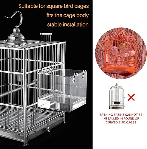Miniatura 5 de Cubo de baño colgante para pájaros, bañera de pájaros, caja de ducha, cuenco jaula, accesorio para pájaros, periquitos canarios, loros, crestados,