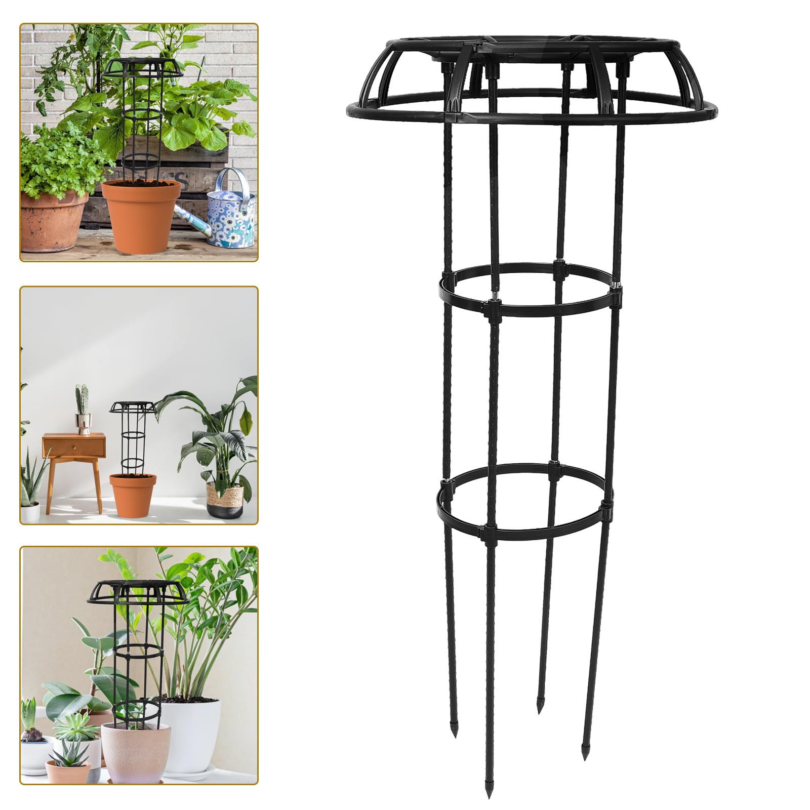 POPETPOP Enrejado Negro 25.4 Soporte para Plantas en Interiores Plástico Recubierto de Hierro y PP para Plantas Trepadoras Interior y Exterior