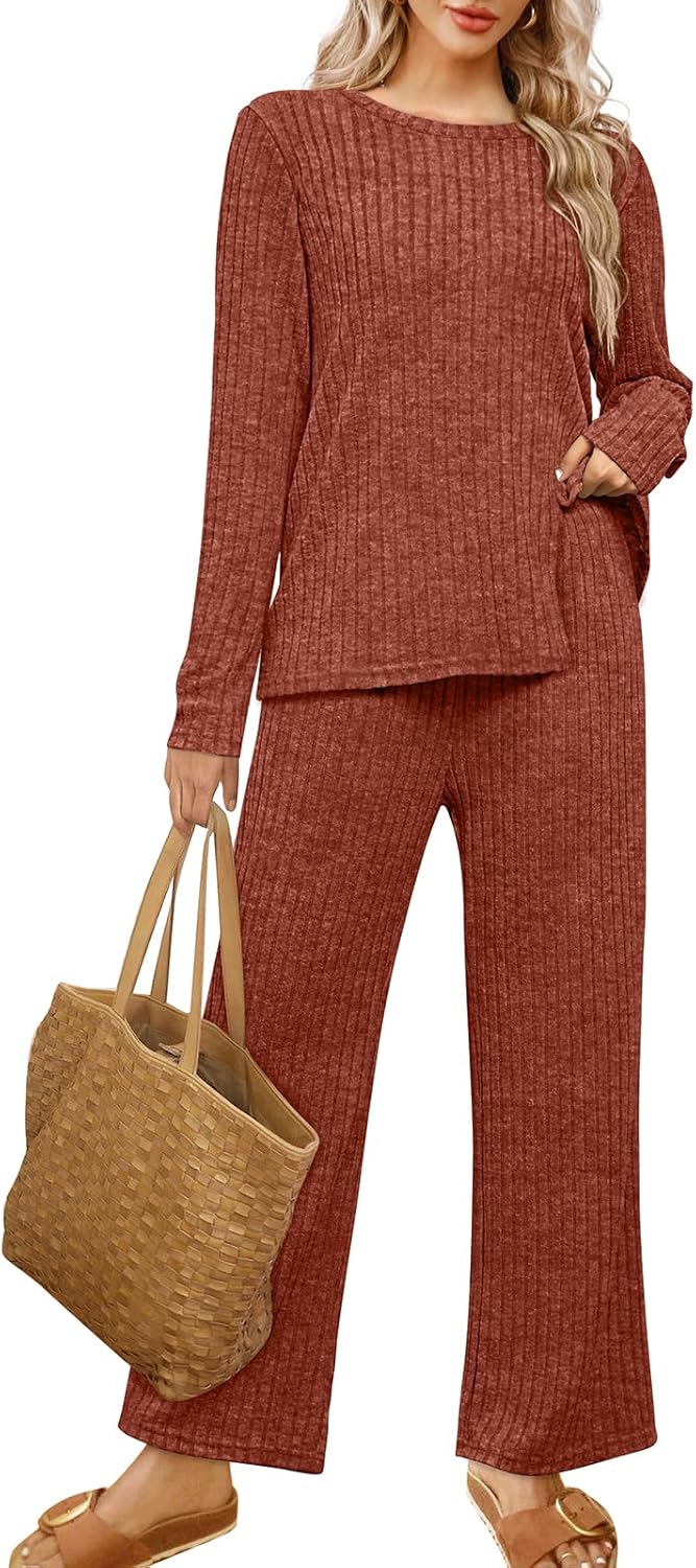 WIHOLL Womens Two Piece Outfits Lounge Sets Cozy Sweater Loungewear with Pockets 2026