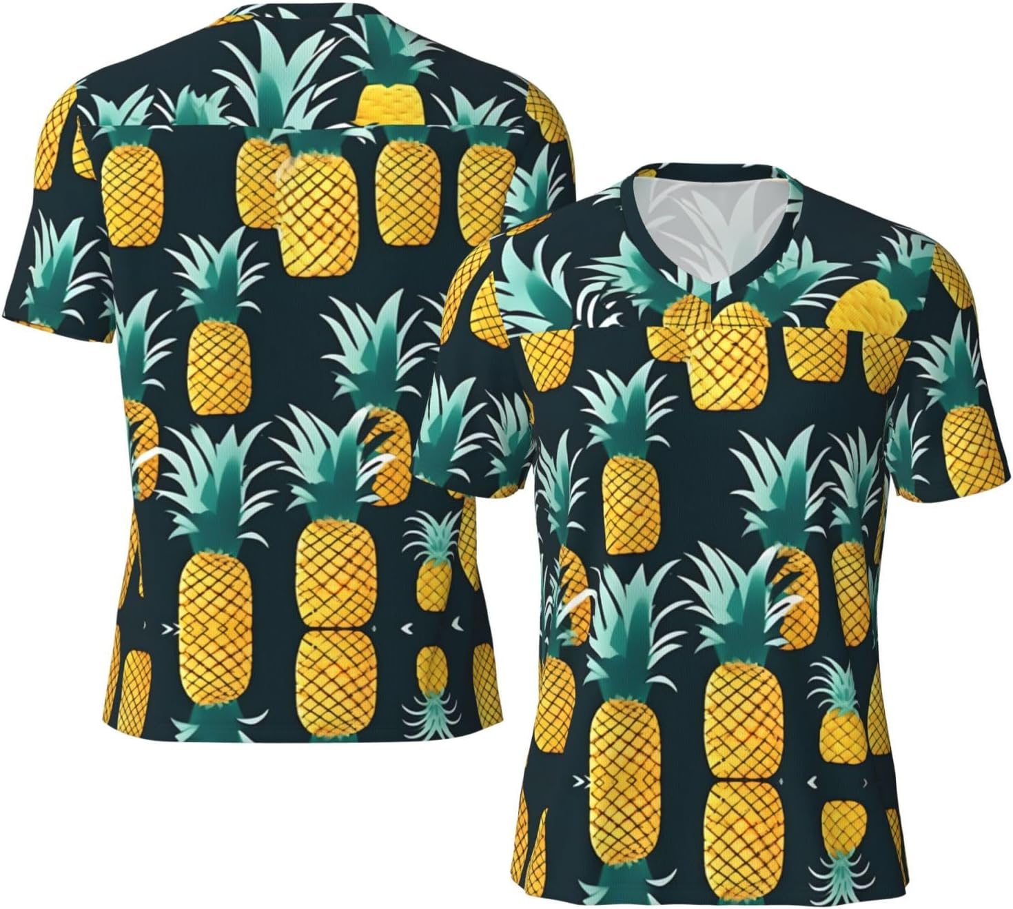 Pineapple Rugby Football Jersey for Men, Comfortable V-Neck Loose Fit Top for Team Sports Athletics