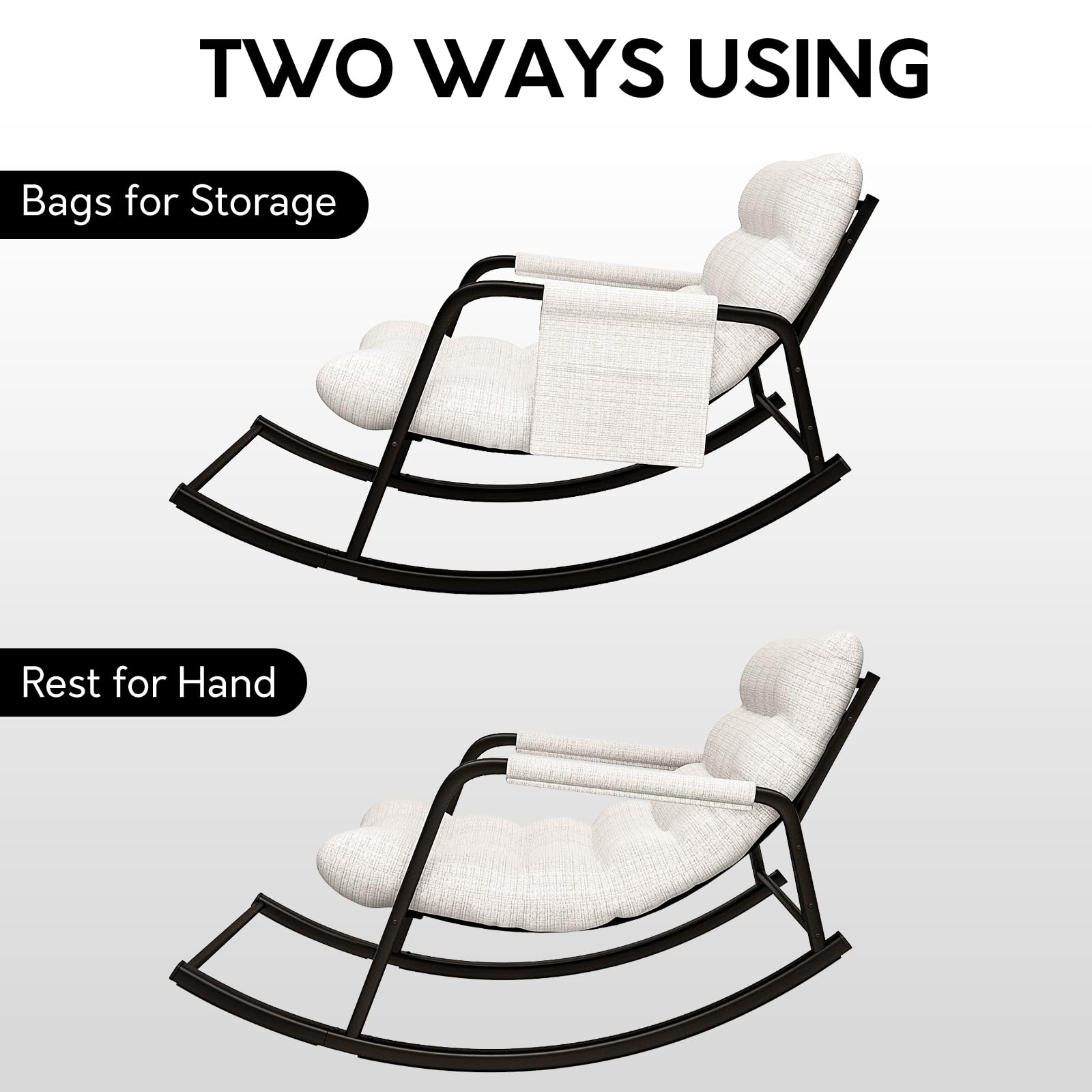 lavimiya Double Papasan Chair with Cushion, Patio Rocking Chairs Indoor Outdoor - Image 7