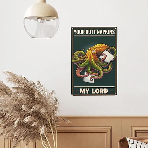 Miniatura 6 de Letrero de lata de humor oceánico, 8 x 12 pulgadas, arte de pared de metal costero para baño náutico, habitación de niños y decoración temática