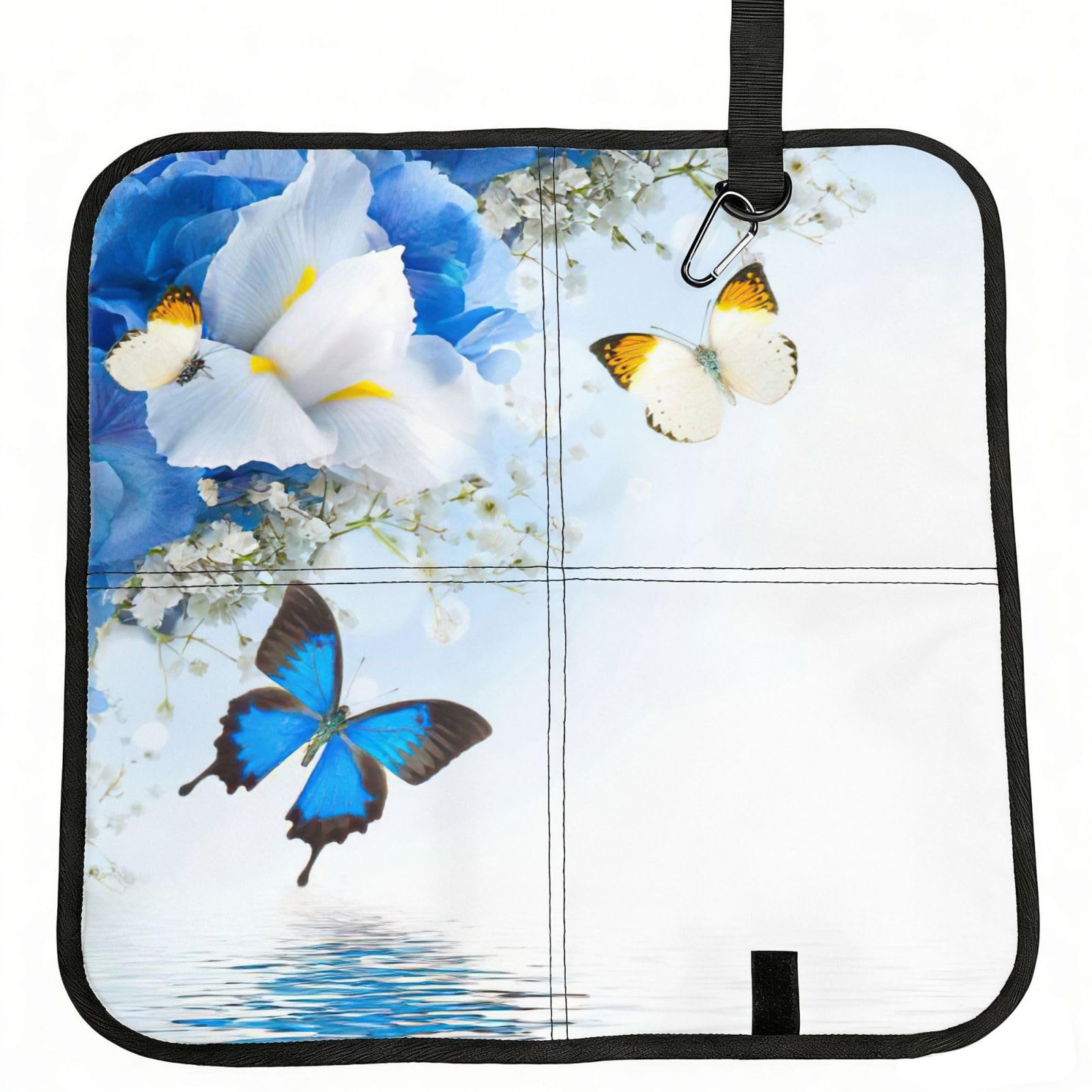 bghdfa Flowers And Butterfly Print Outdoor Sitting Mat Waterproof Oxford Cloth Seat Cushion Folding Foam Camping Seat For Picnic