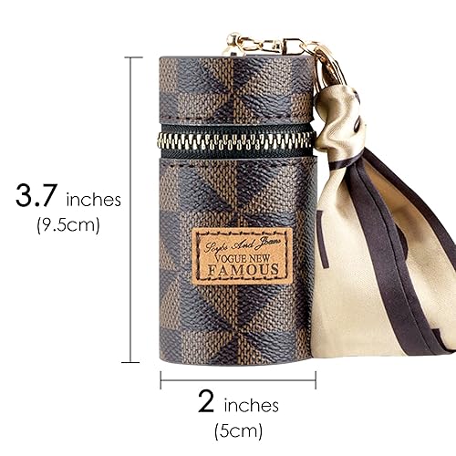 Miniatura 2 de Adorila Estuche de lápiz labial, mini organizador de lápiz labial de cuero, bolsa de lápiz labial de viaje con llavero para esmalte de uñas de