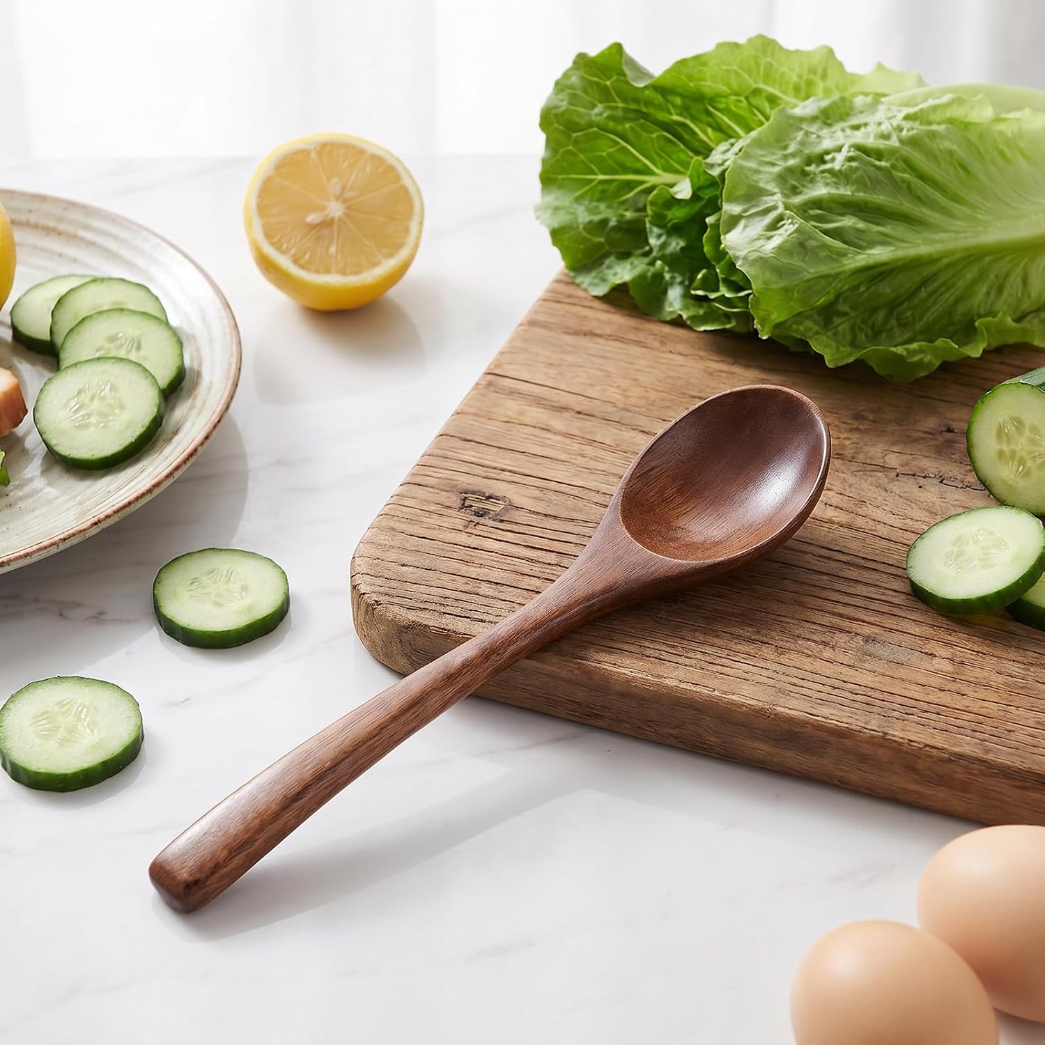 2PCS 7.8inch Small Wooden Spoons for Eating