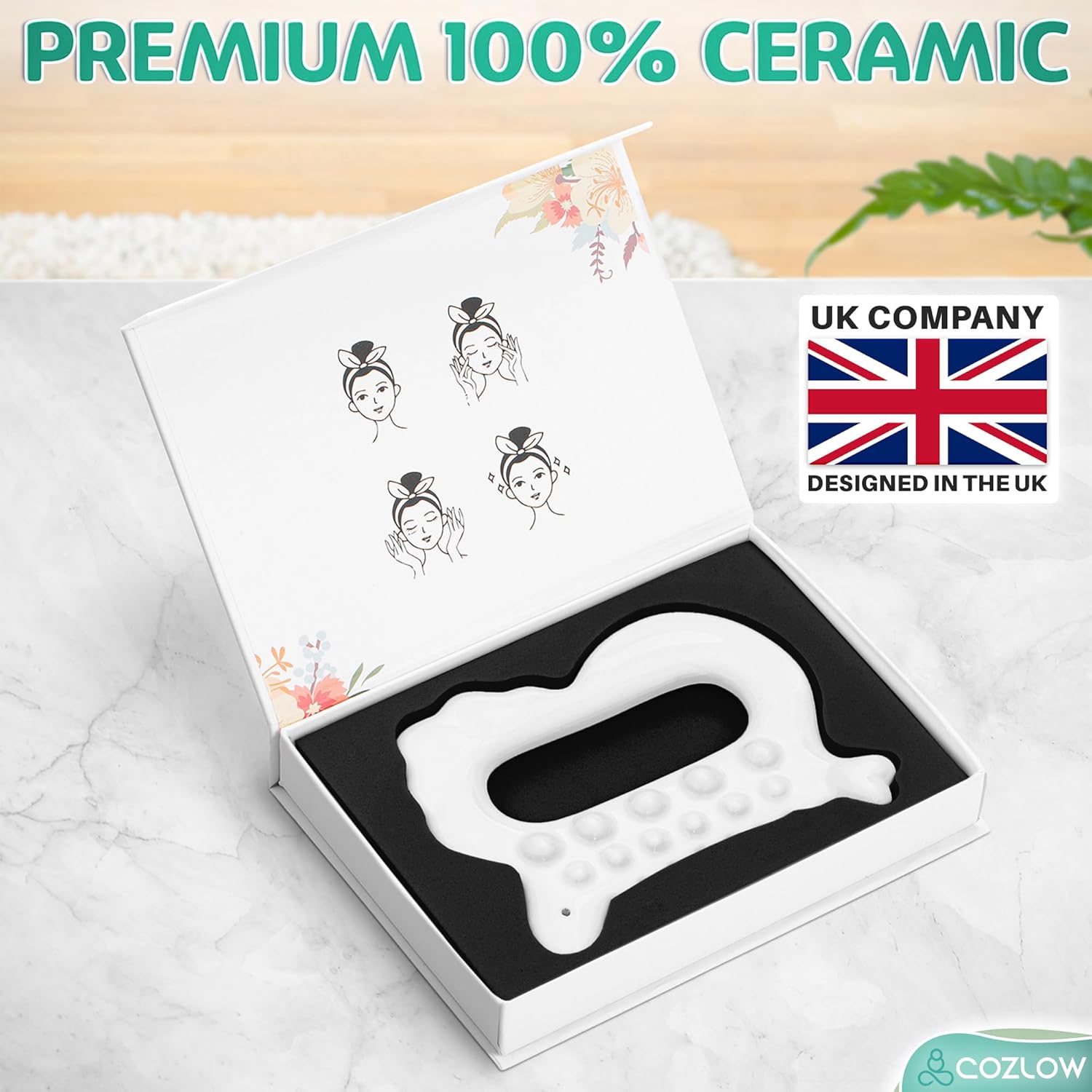 COZLOW Ceramic Gua Sha Massage Tool for Face & Body - Premium Muscle Scraping Tool for Lymphatic Drainage & Fascia Massage - Trigger Point Massager for Body Sculpting & Contouring - Style B - Image 8