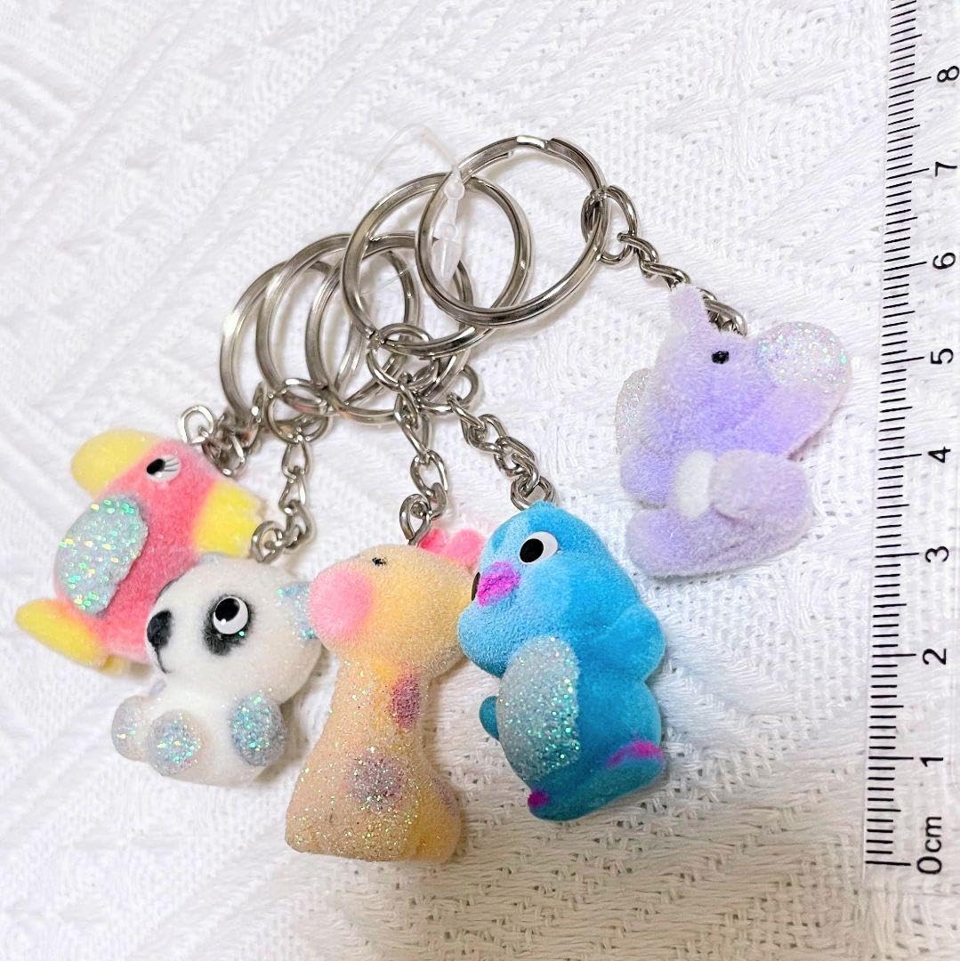 Amazon.co.jp: Claire's クーズ ラメ フロッキー 動物 キーホルダー 5