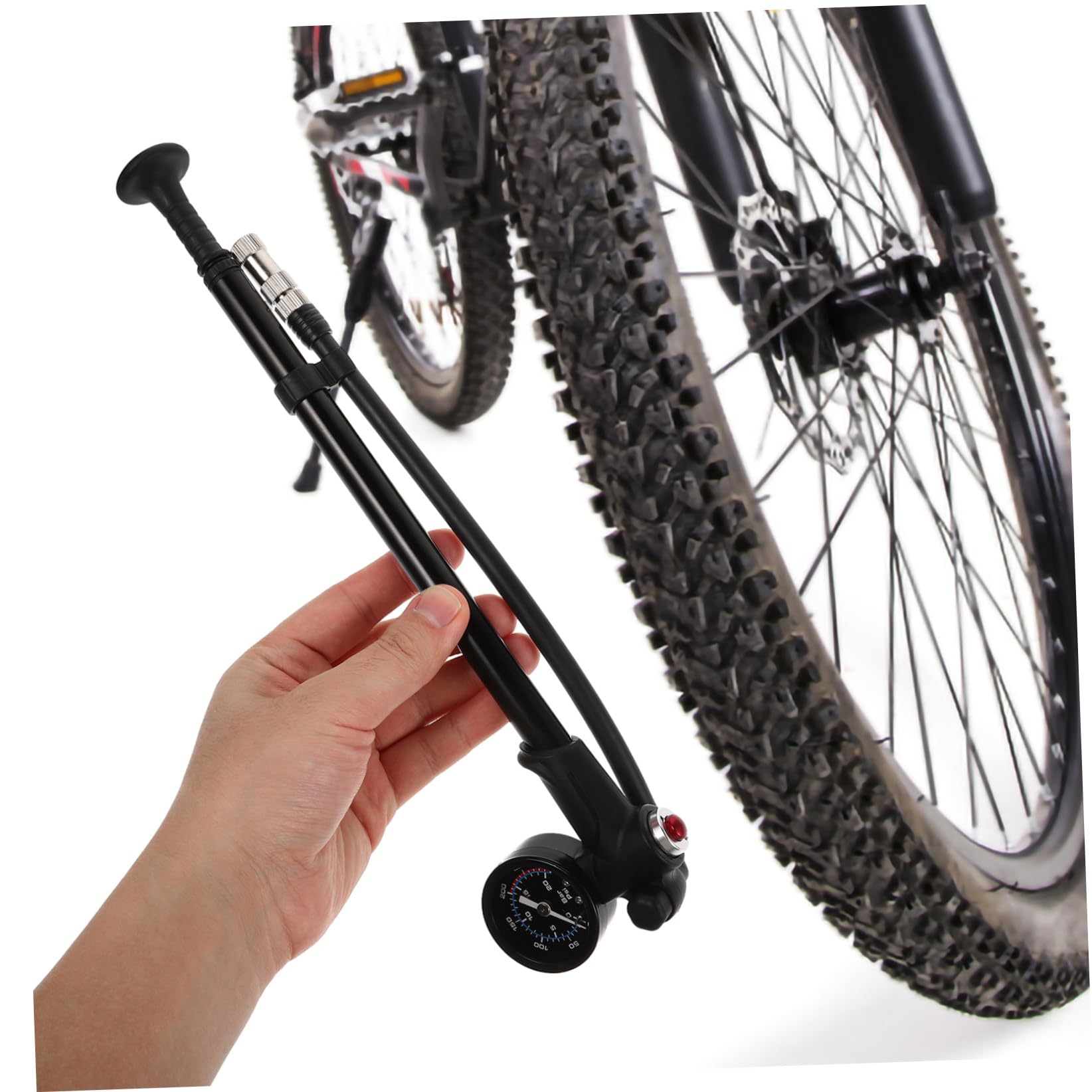 Mikikit Bomba de Suspensión para Bicicleta, Motocicleta y Balones, Bomba de Aire Portátil de Alta Presión con Diseño Compacto para Uso Hogar