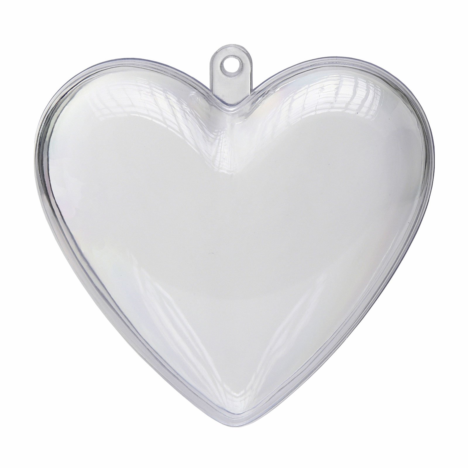 Craftmill 6.3Cm Clear Plastic Hearts - Pack Of 10 - Fillable, 2-Part Mould With Hanging Eye