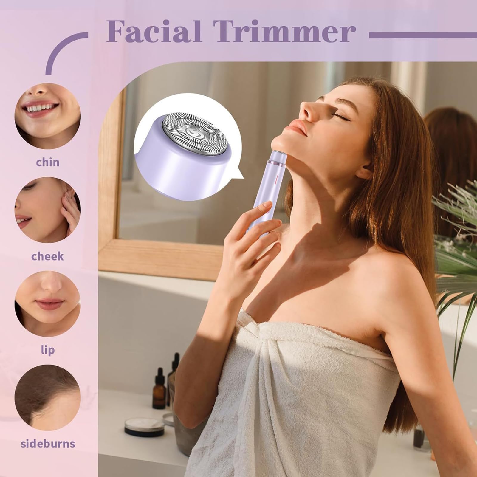 Recortadora de bikini para mujer, maquinilla de afeitar eléctrica indolora para piel de seda, afeitadora corporal inalámbrica para viajes, maquinilla de afeitar facial reemplazable, IPX7