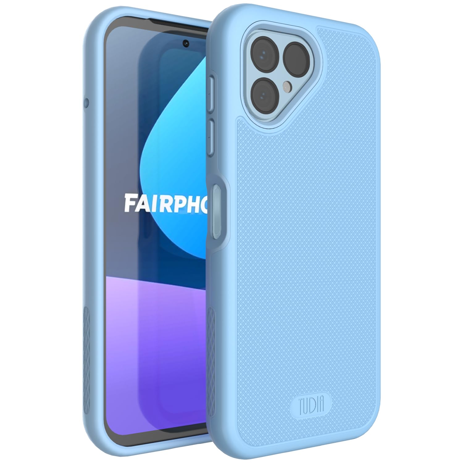 TUDIADualShield Grip Designed for Fairphone 5 Case (2023), [MergeGrip] Military Grade Dual Layer Shockproof Slim Tough Heavy Duty Protective Phone Case Cover (Bay Blue)