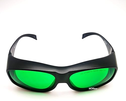 Miniatura 3 de MCWlaser Gafas de seguridad láser 190-470nm y 610-760nm para luz UV, azul, rojo rubí, verde, láser de picosegundo 405 nm, 445 nm, 450 nm, 635 nm,