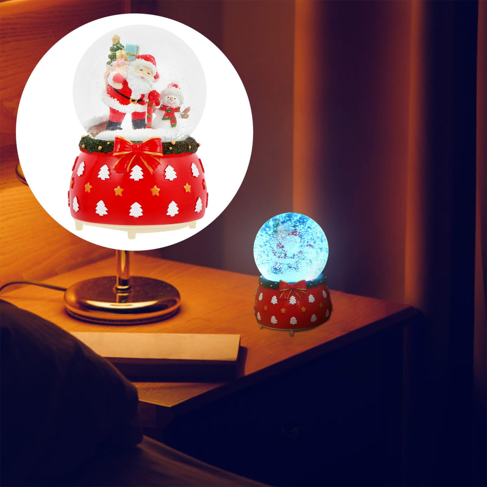 BESPORTBLE 2 Pezzi Sfera di Cristallo Musicale Natalizia Luminosa in Resina | Decorazione Interna Visibile, Design Creativo, Include Tre Batterie Aaa