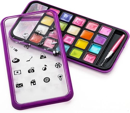 Miniatura 2 de JA-RU Kit de juguetes de belleza de maquillaje para niños (6 juegos de cambio de imagen) estuche celular con espejo, pincel y paleta de sombras