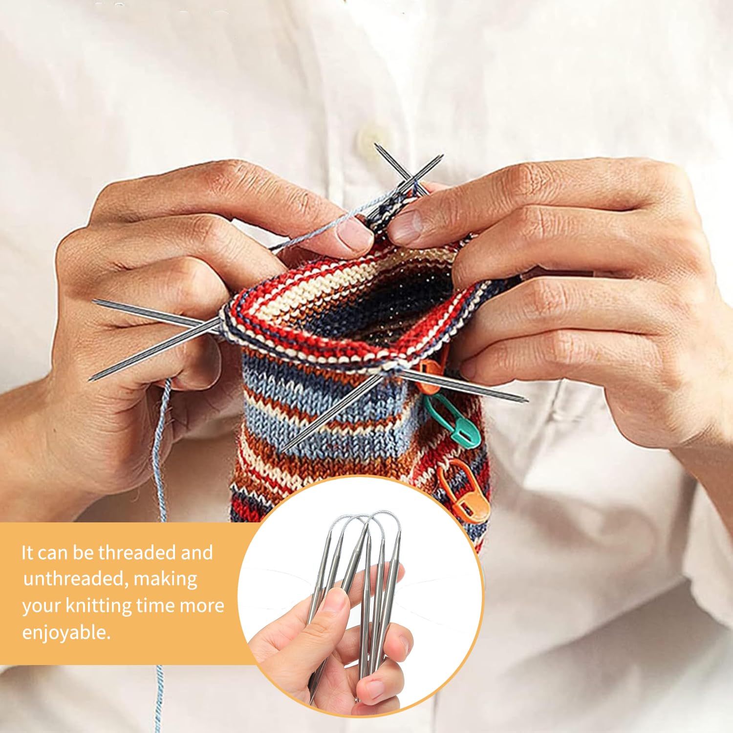 15 Pièces Kit Aiguilles Circulaires En Acier Inoxydable