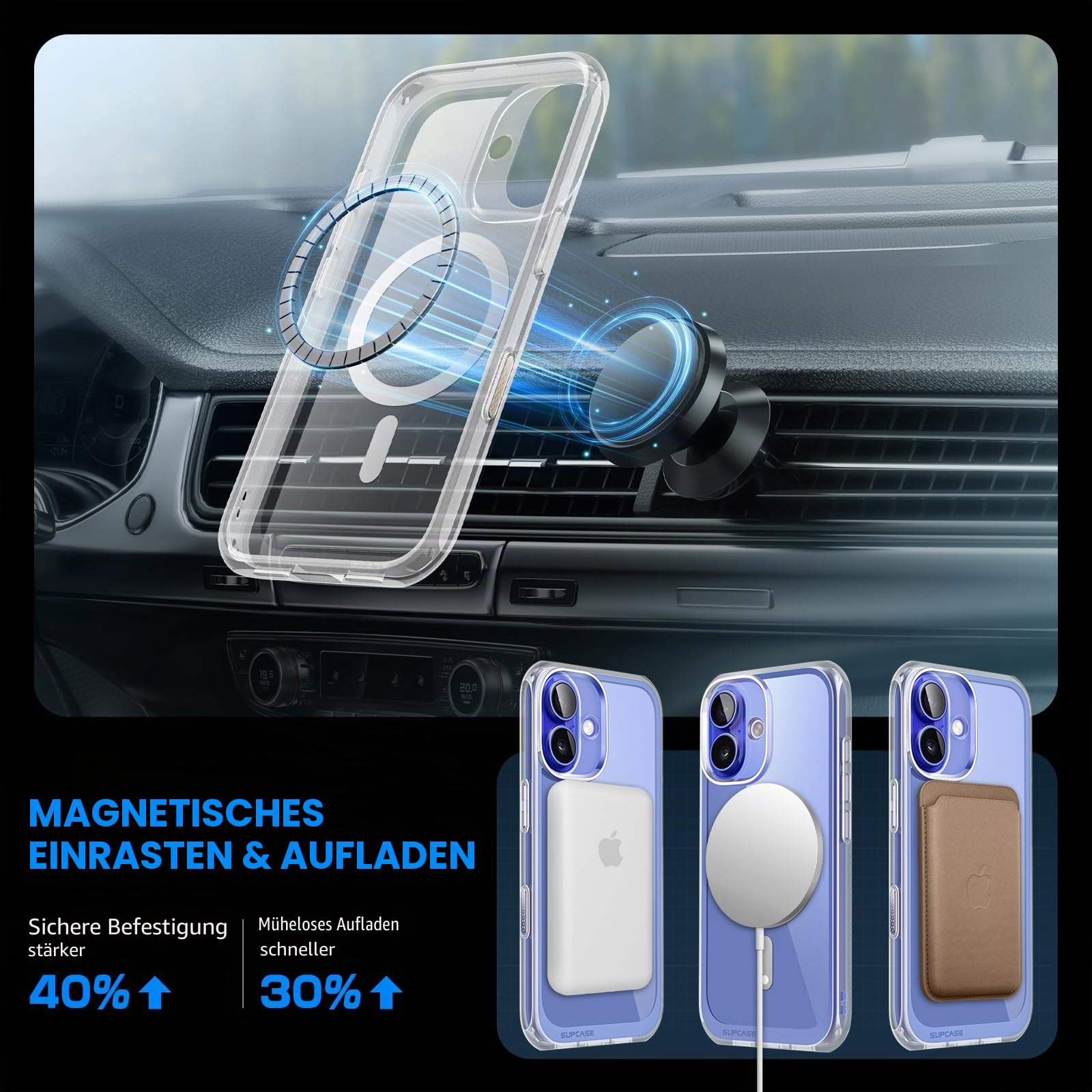 SUPCASE für iPhone 16 Plus Hülle 6.7' Kompatibel mit MagSafe Slim Handyhülle Dünn Case Durchsichtig Schutzhülle Backcover [Unicorn Beetle Mag] Handy Hülle für iPhone 16 Plus 2024 (Durchsichtig)