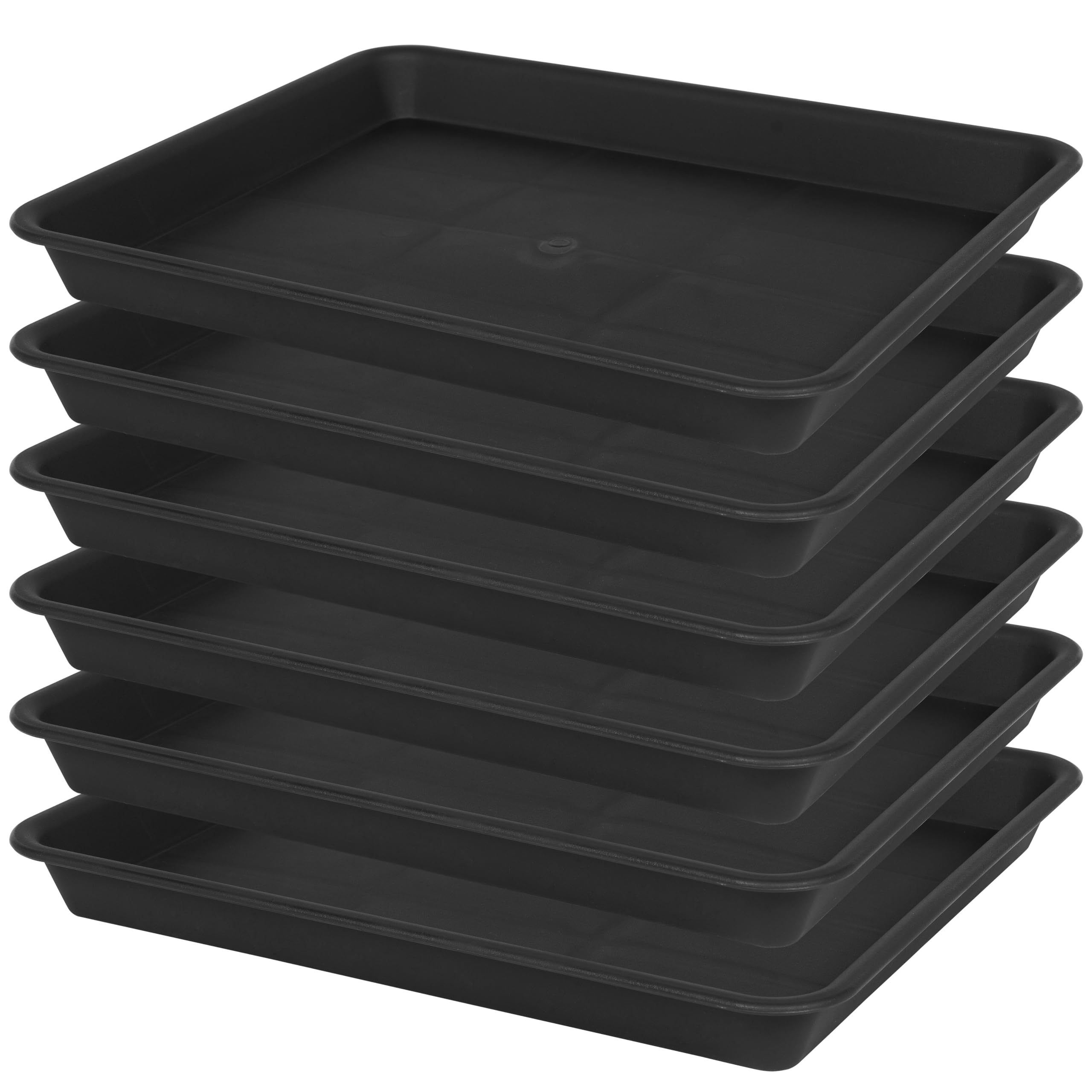 VUWEZ Plant Growing Trays 6 Pack, Plant Tray, 14.5"x11", Heavy Sturdy Plastic Plants Saucer, Seedling Starter Trays, Seed Starter Growing Tray (Black)