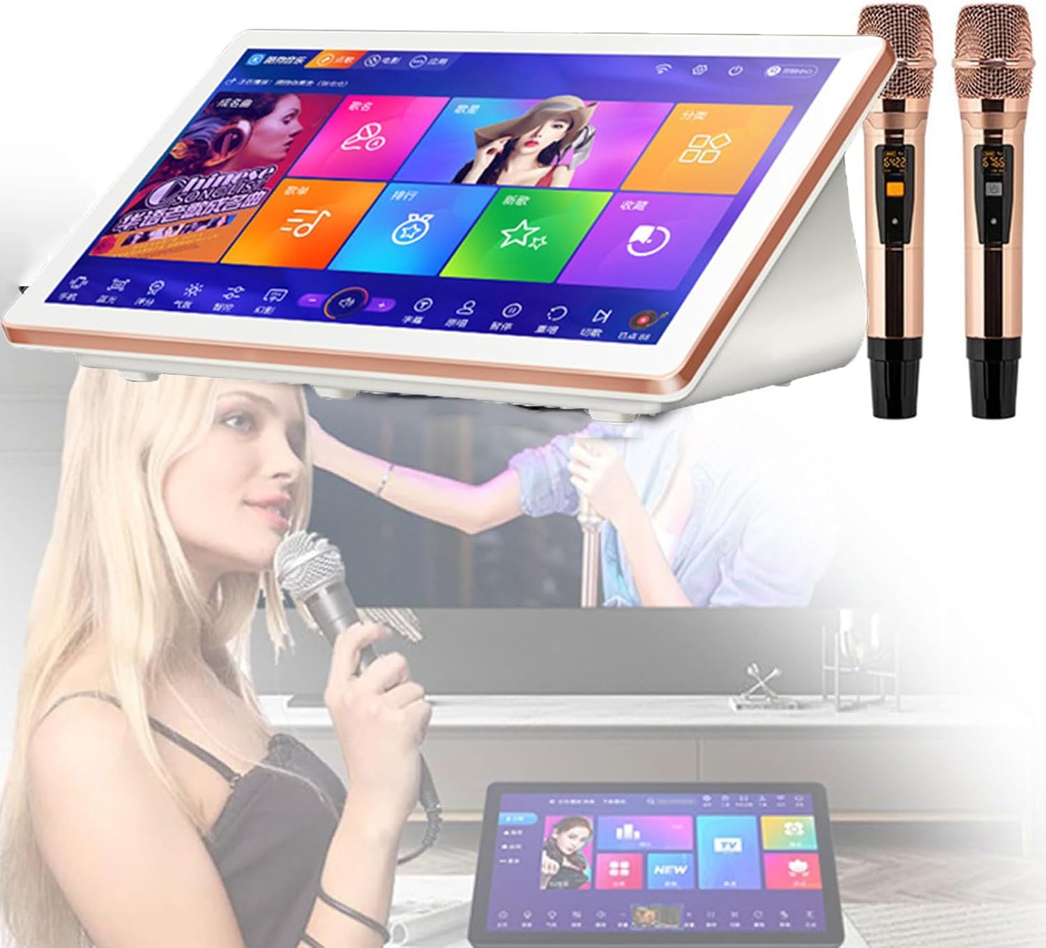 5 in 1 カラオケマシン、歌詞表示付き 18.5 インチ タッチスクリーン
