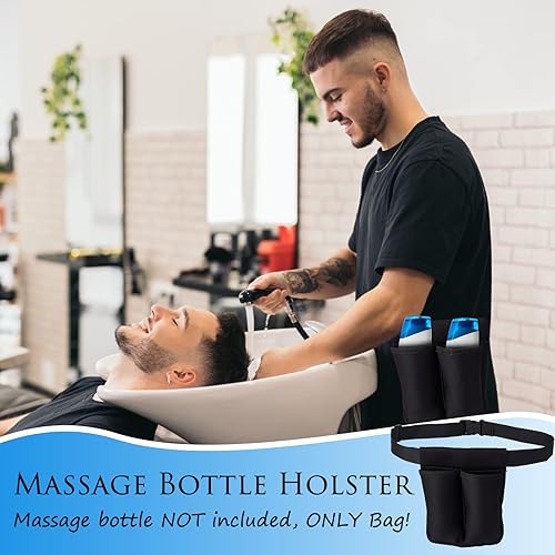Miniatura 3 de NICENEEDED Funda para botella de masaje, bolsillos dobles, loción de masaje profesional, soporte para botella de aceite, dispensador de aceite para