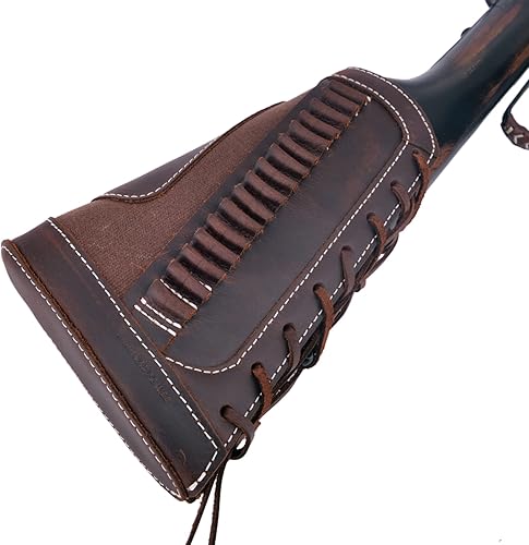 Miniatura 8 de Soporte de munición de cuero Buttstock para mejillas para 16 piezas .22, 22LR, 22MAG, 17 horas