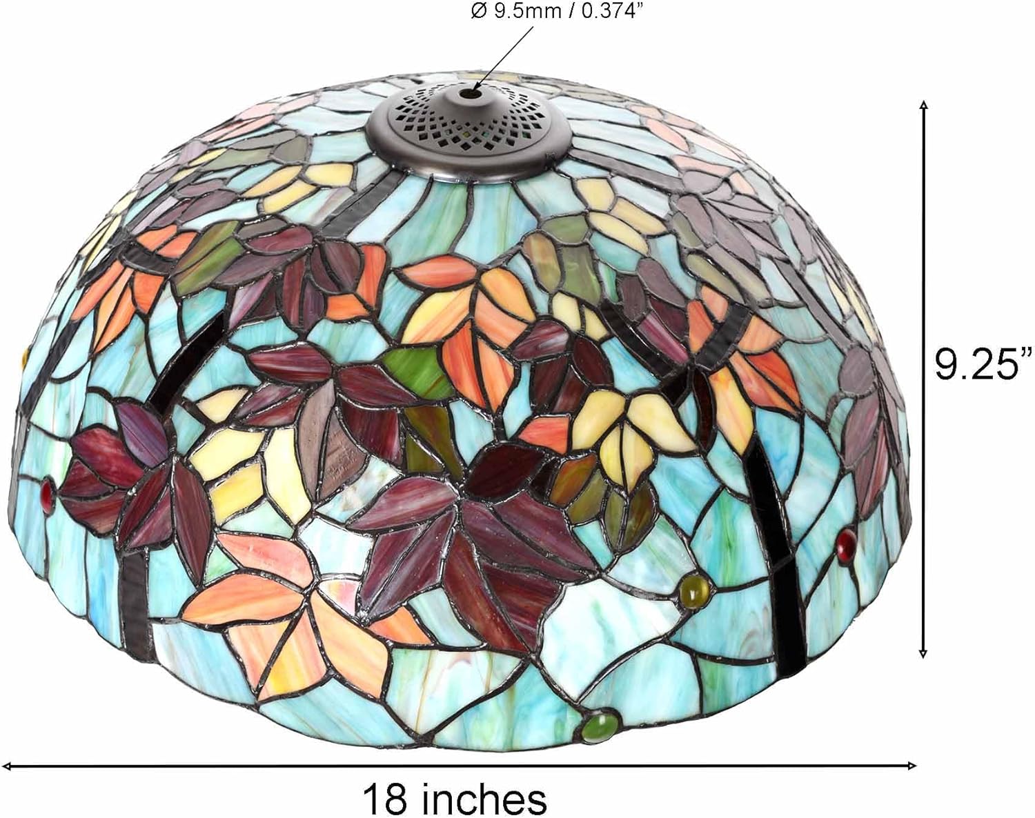 Bieye S10841 Maple Leaves Tiffany Style Stained Glass Lampshade, 18 inches Wide
