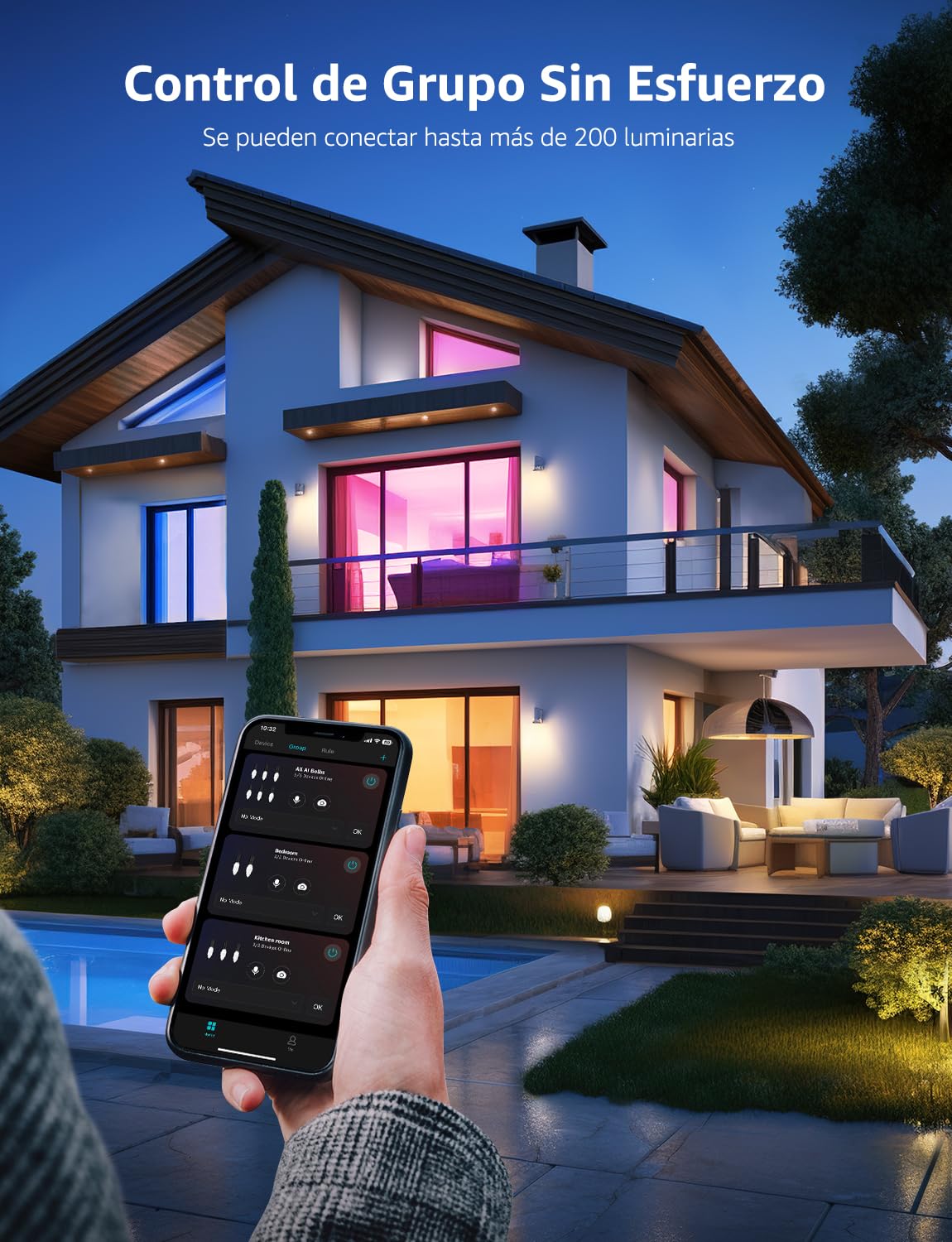Lepro BC1 AI Bombilla LED E14, Bombilla Inteligente Alexa 4.9W 2Pcs | RGB Regulable, Wi-Fi Control de Voz & Sync de Música, Diseñador de Iluminación AI Personalizado Funciona con Google Home