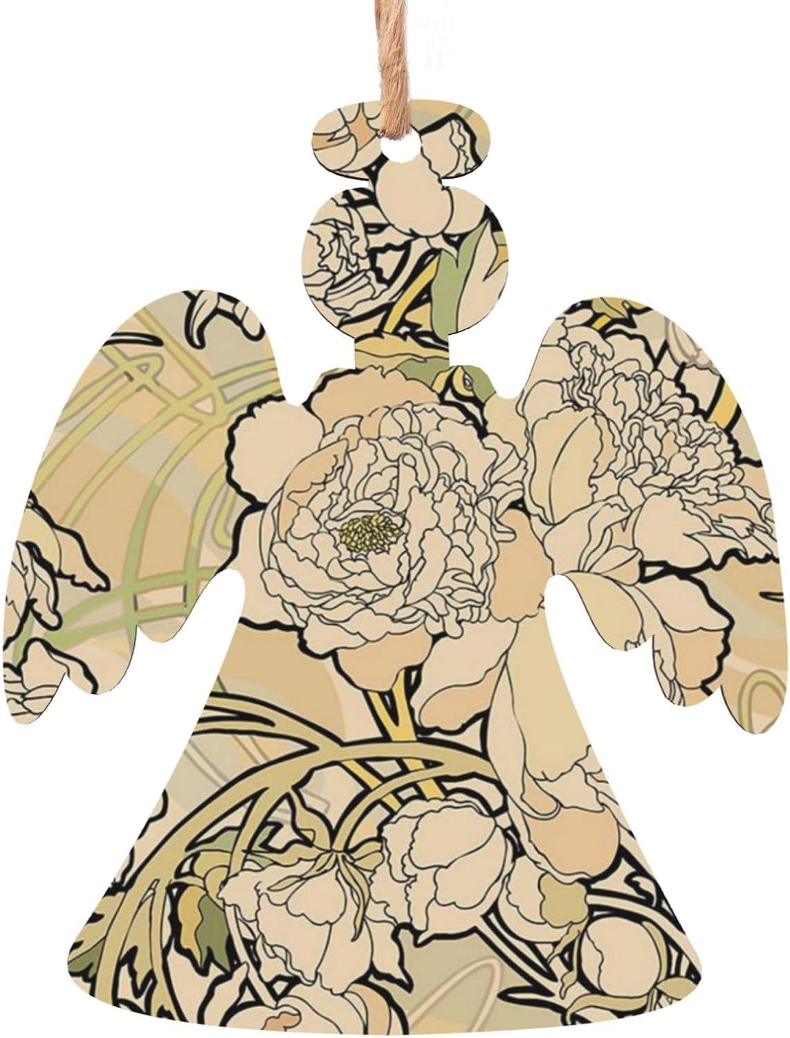 Nature Flowers Print Wooden Christmas Ornaments Christmas Tree