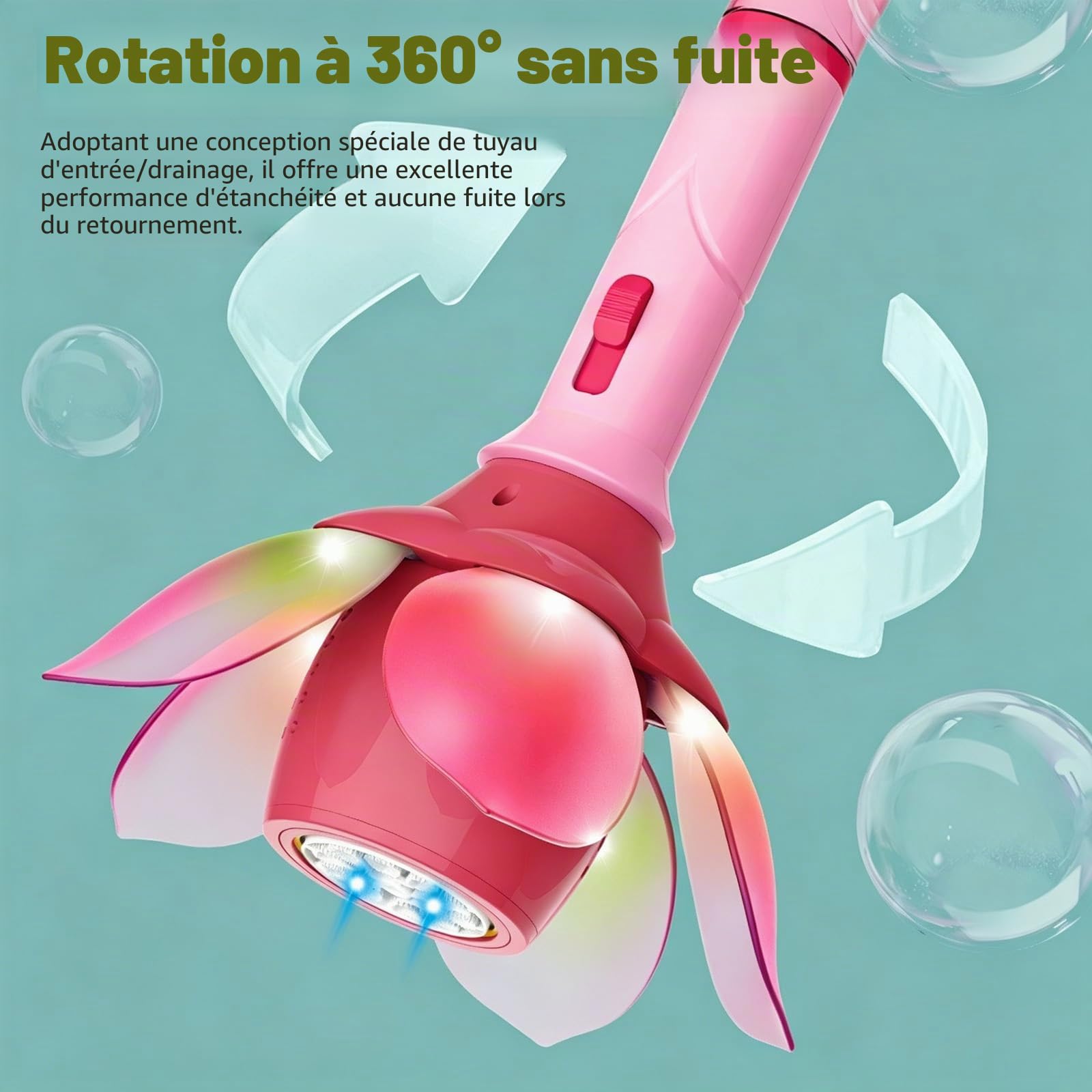 Machine à Bulles Automatique,Baguette à Bulles Fleur Électrique,Fleur de Lotus Machine à Bulle,Pistolet a Bulle,Jouet à Bullesi Portable,pour Extérieur/Fête/Mariage