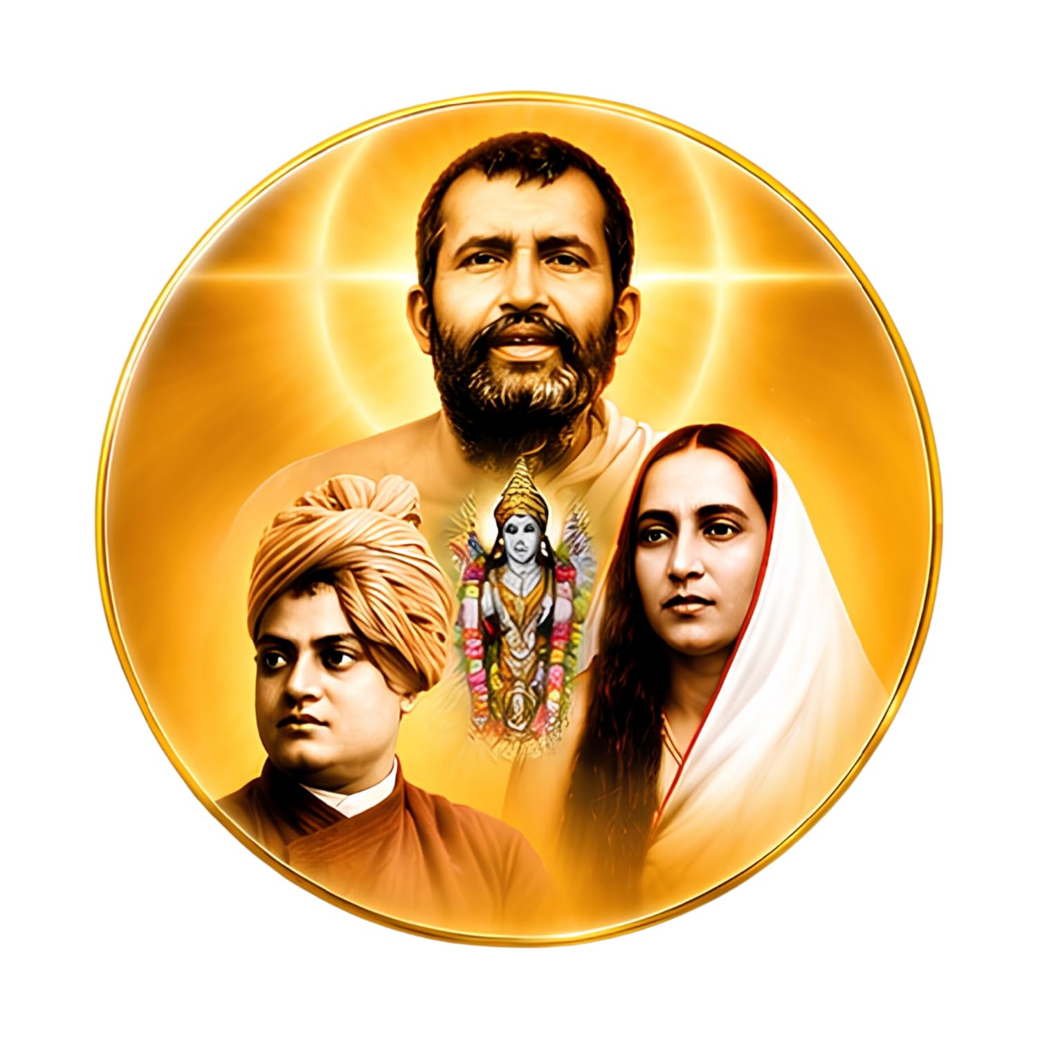 Wooden Wall Hanging Showpiece | Round MDF Wall Decor with Sri Ramakrishna, Sarada Devi & Swami Vivekananda Design | Decorative Wooden Wall Art for Home, Office, Temple & Meditation Room-image-9
