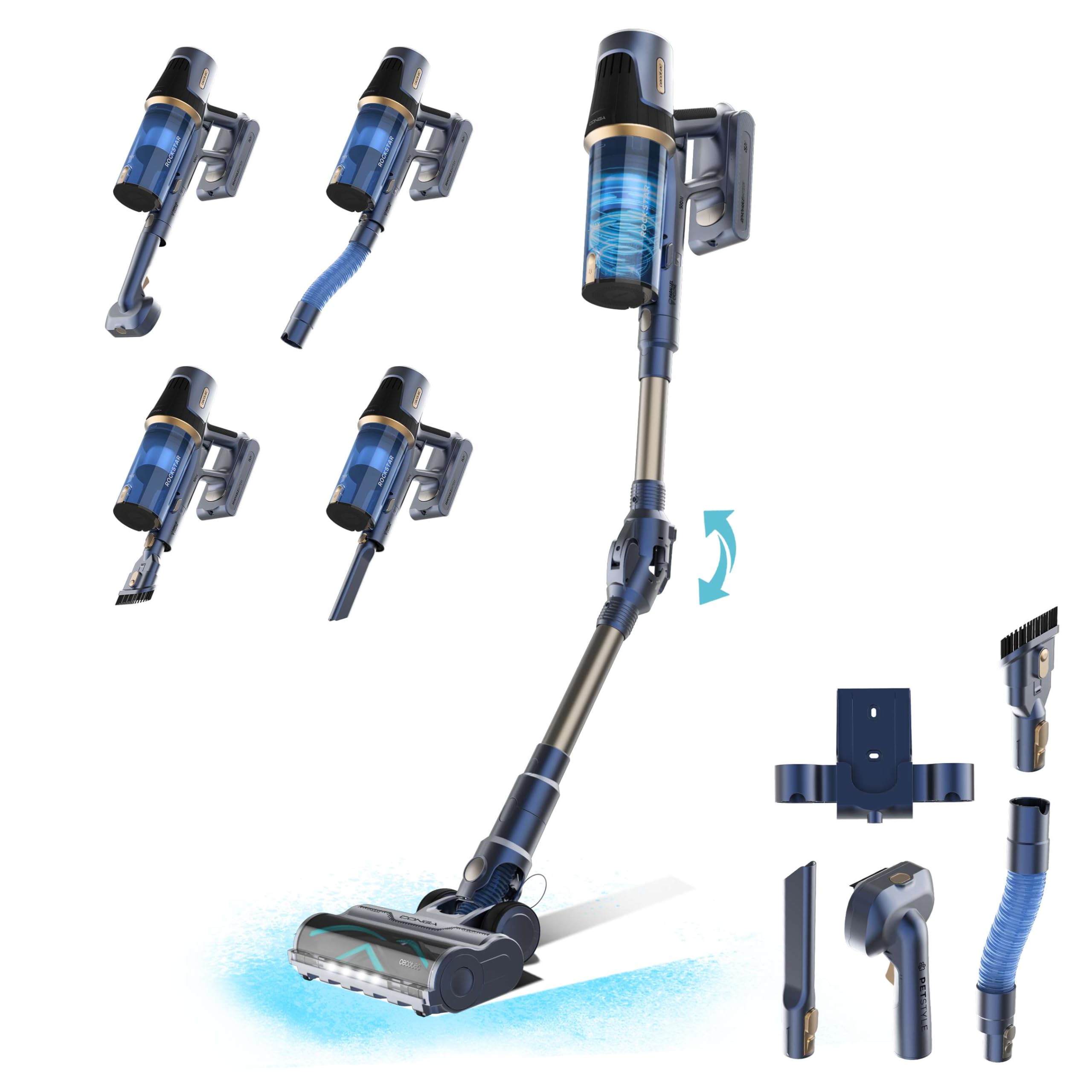 Cecotec Kabelloser Staubsauger BLDC Conga Rockstar RS70 Pet Flex, 500 W, Saugleistung 150 AW, Auto-Modus, Tierbürste und Flexibler Schlauch, Akku 33,6 V, reinigt 140 m² im Eco-Modus