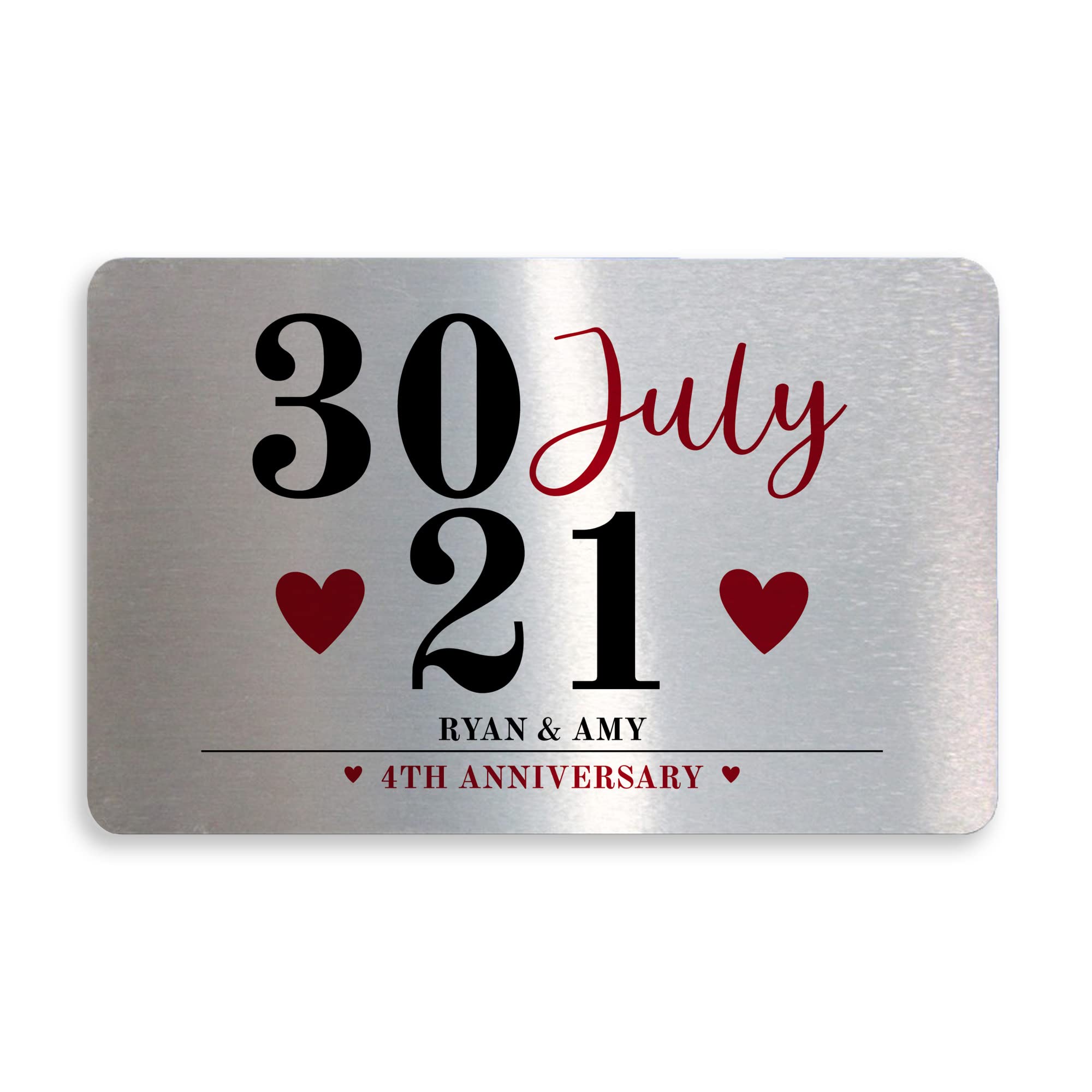 Personalised 1st 2nd 3rd 4th 5th Anniversary For Him Her Metal Card Couple Gift