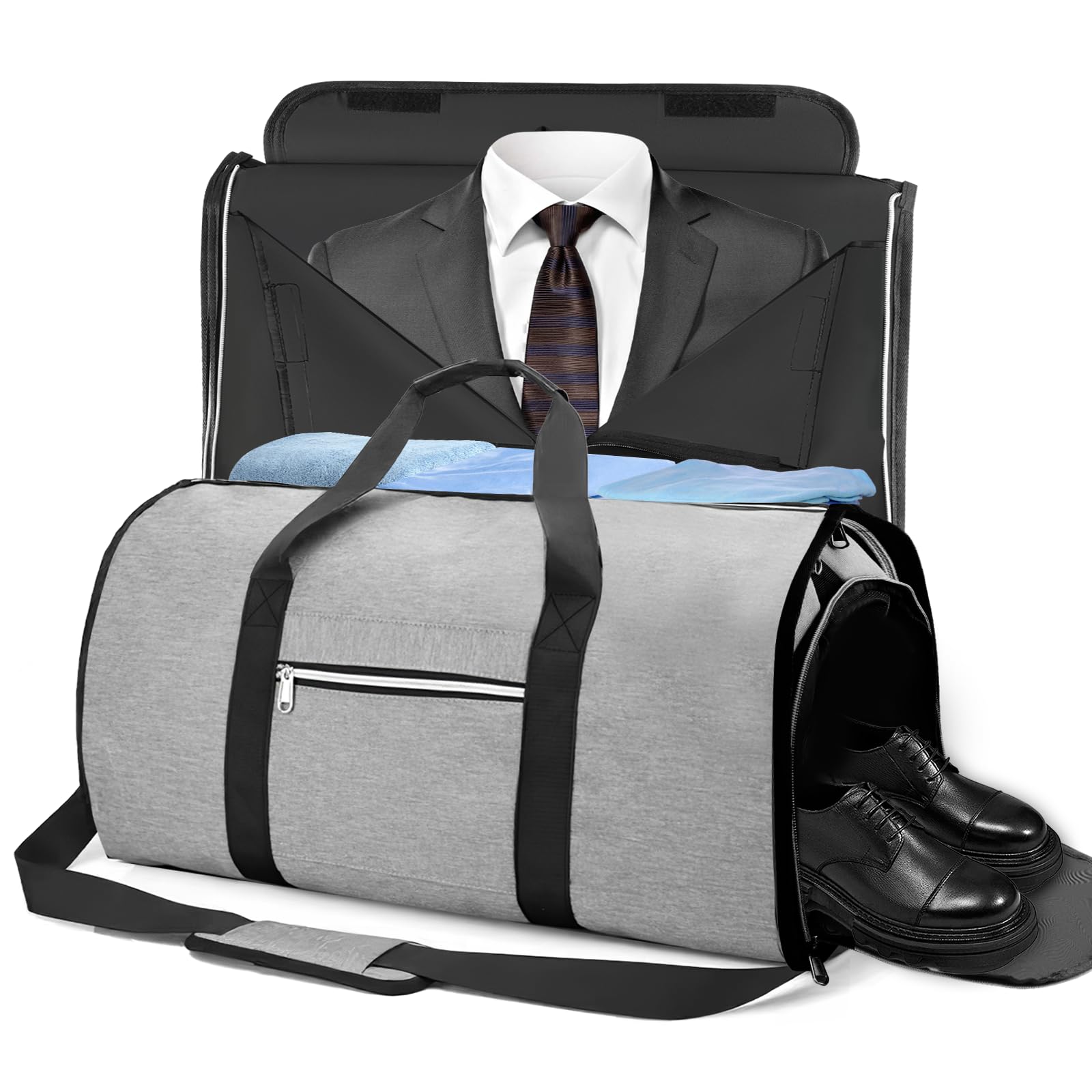 Towwoo Bolsa Portatrajes de Viaje 55 L, Grande Plegable Bolsa Impermeable con Compartimento para Zapatos Traje Ropa Vestidos, Macuto Viaje Bolsa Deporte para Fin de Semana Fitness Viaje