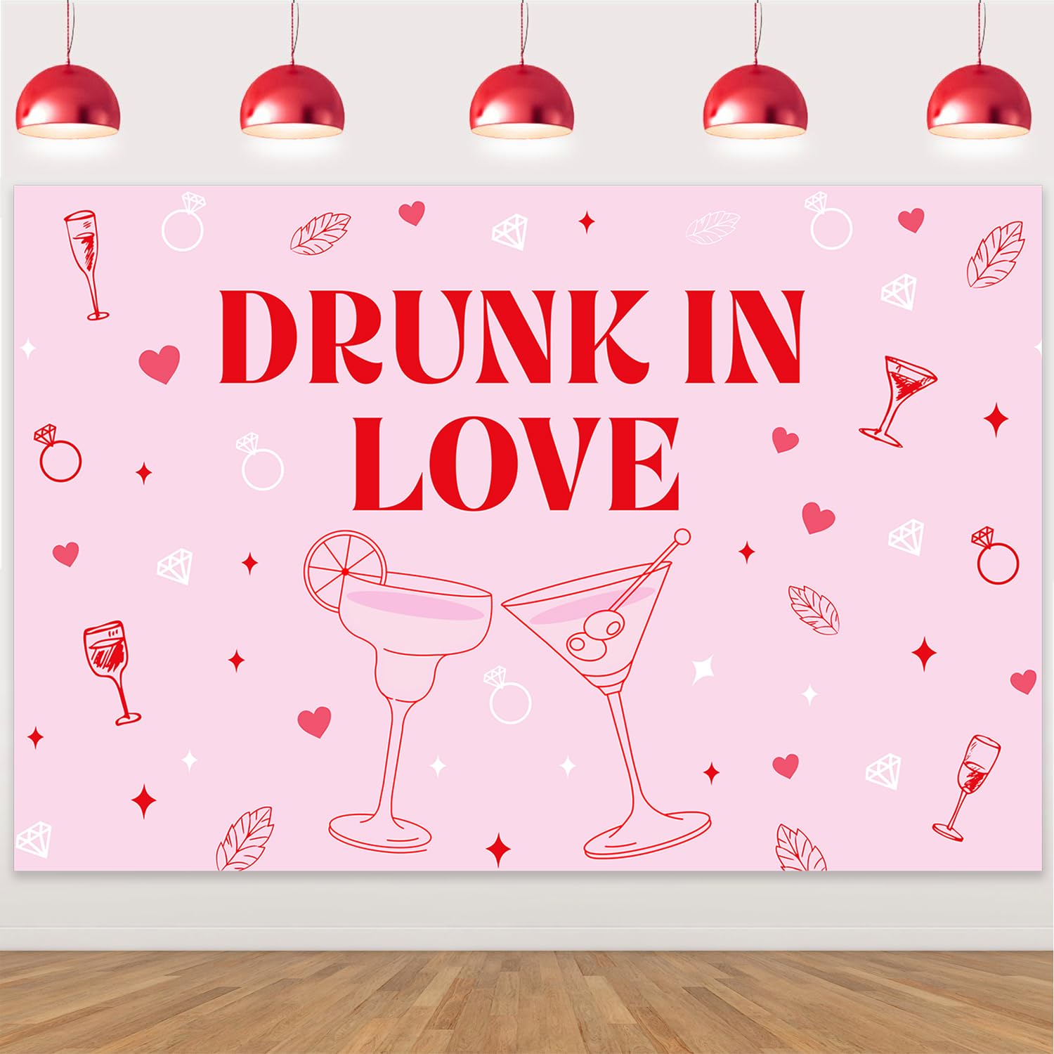 Merrystorm Pink Drunk in Love Theme Backdrop (5*3ft) for Bachelorette Party & Bridal Shower, Vinyl Material
