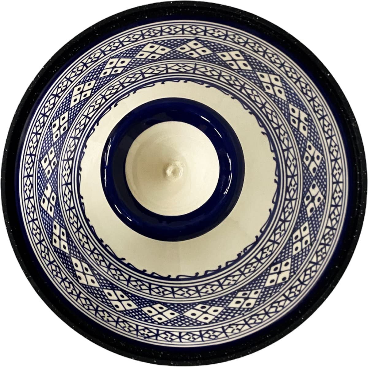 Tajine Fes Ø30cm - Induktion - Handarbeit bunte Keramik - Weiß/Blau