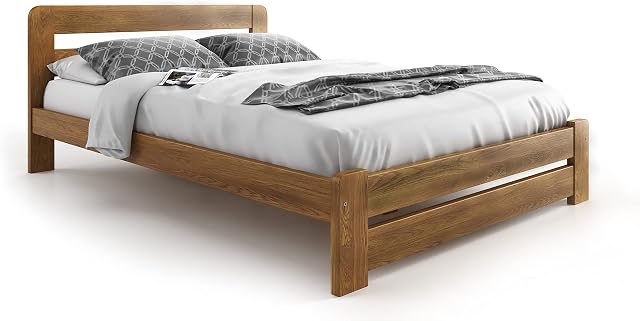 Nodax New Super King Size Solid Wooden Pine Bed Frame For Adults with Sturdy Slats and Extra Four Supportive Legs F1 - Easy Assembly - Bedroom Furniture (6ft, 180x200 cm, Oak)