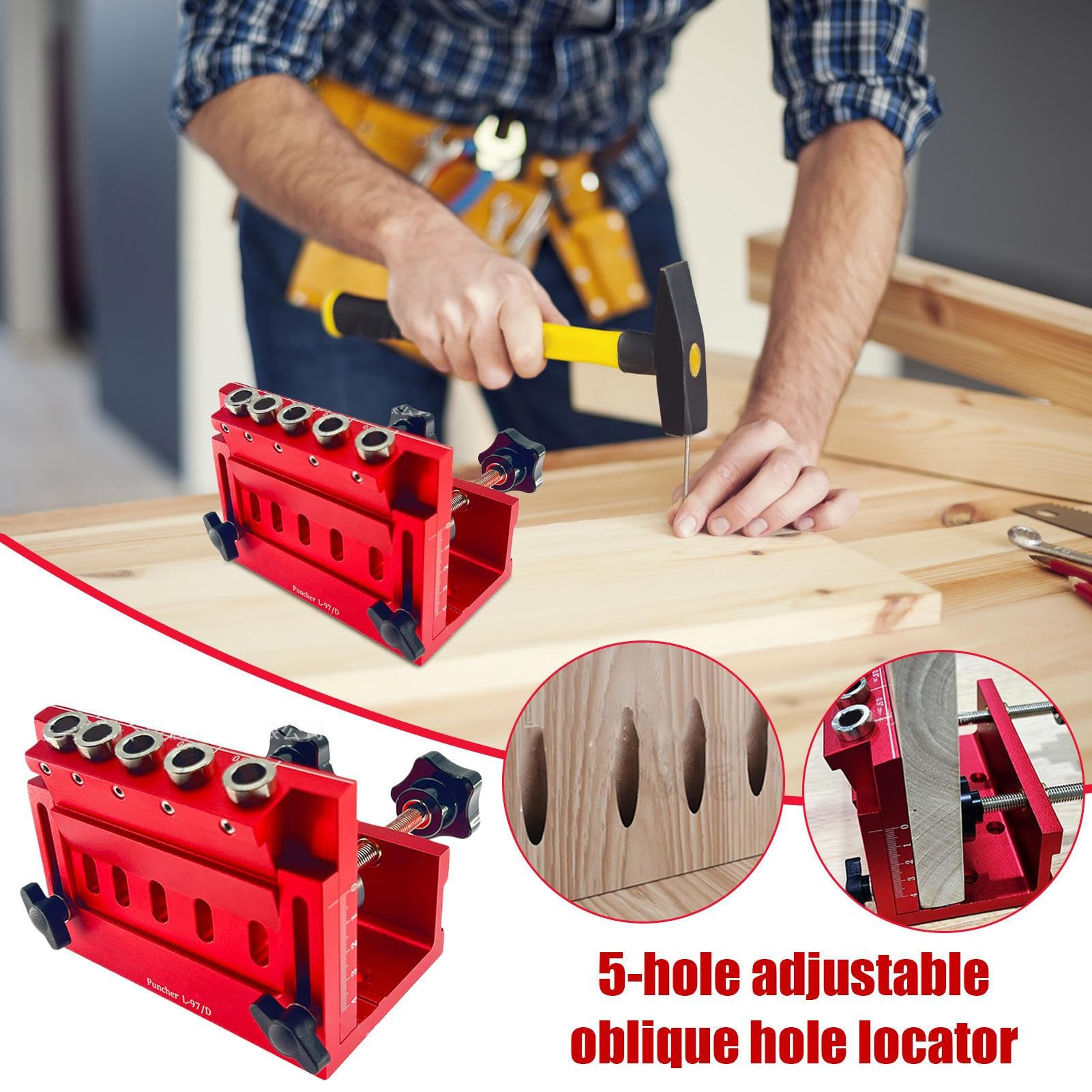 Taschenloch-n für Holzbearbeitung Lochlocator Dübel-Set | Effizienter Positionierer Führung aus Aluminiumlegierung für Tischlerei Holzbearbeitung Heimwerkerprojekte Werkzeug