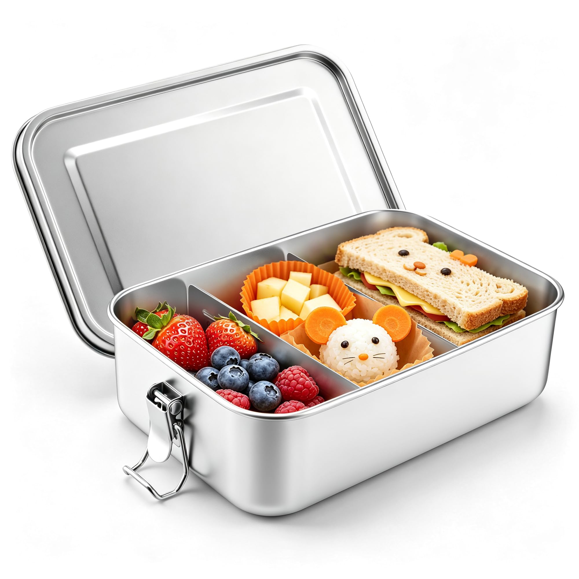 Onader Stainless Steel Lunch Box 2400ml, with 2pcs Removable Compartments — image 1
