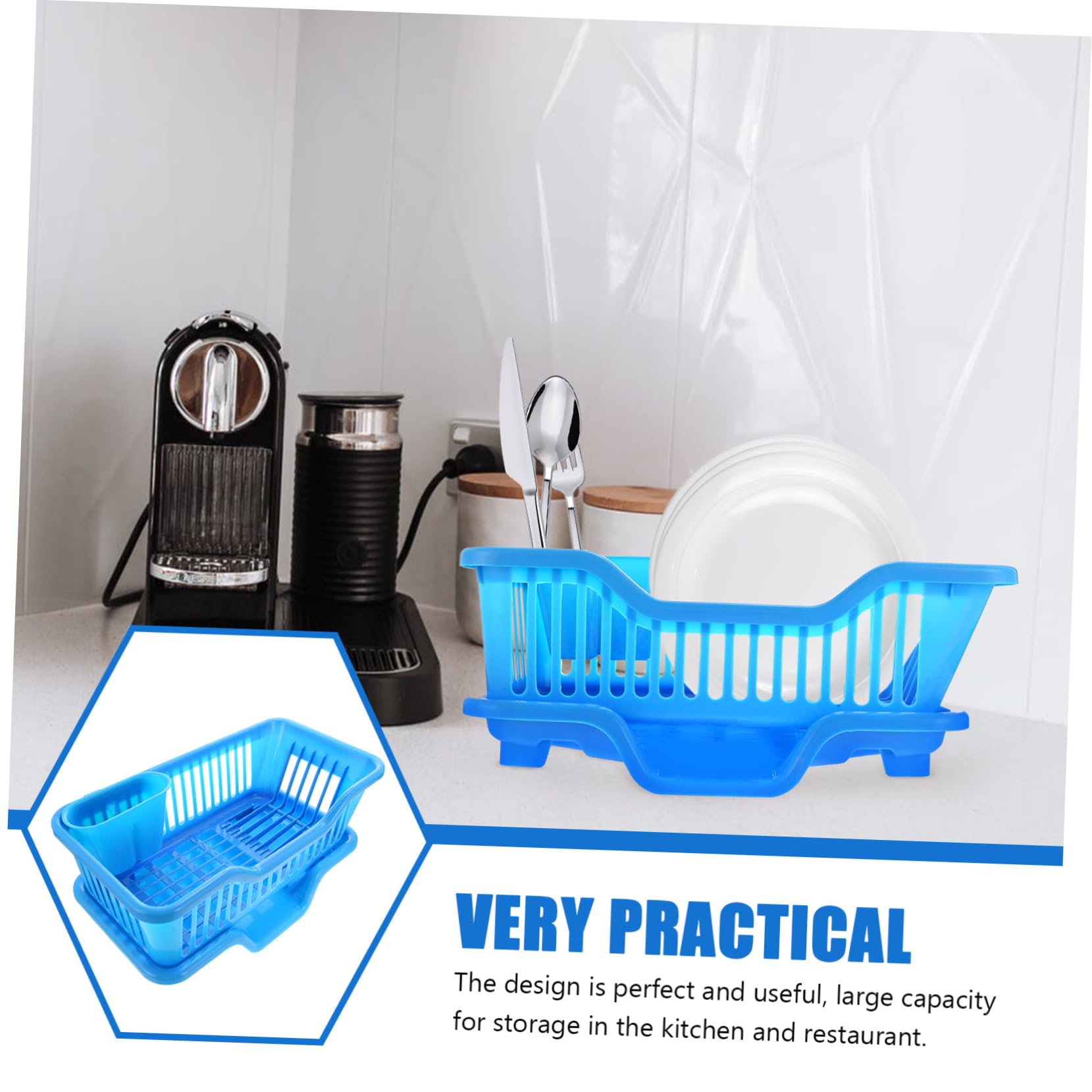 Alipis 1 Set mensola della cucina scolapiatti con vaschetta raccogligocce scolapiatti da cucina scaffale espositivo scaffali di stoccaggio scolapiatti per uso domestico fornitura cucina