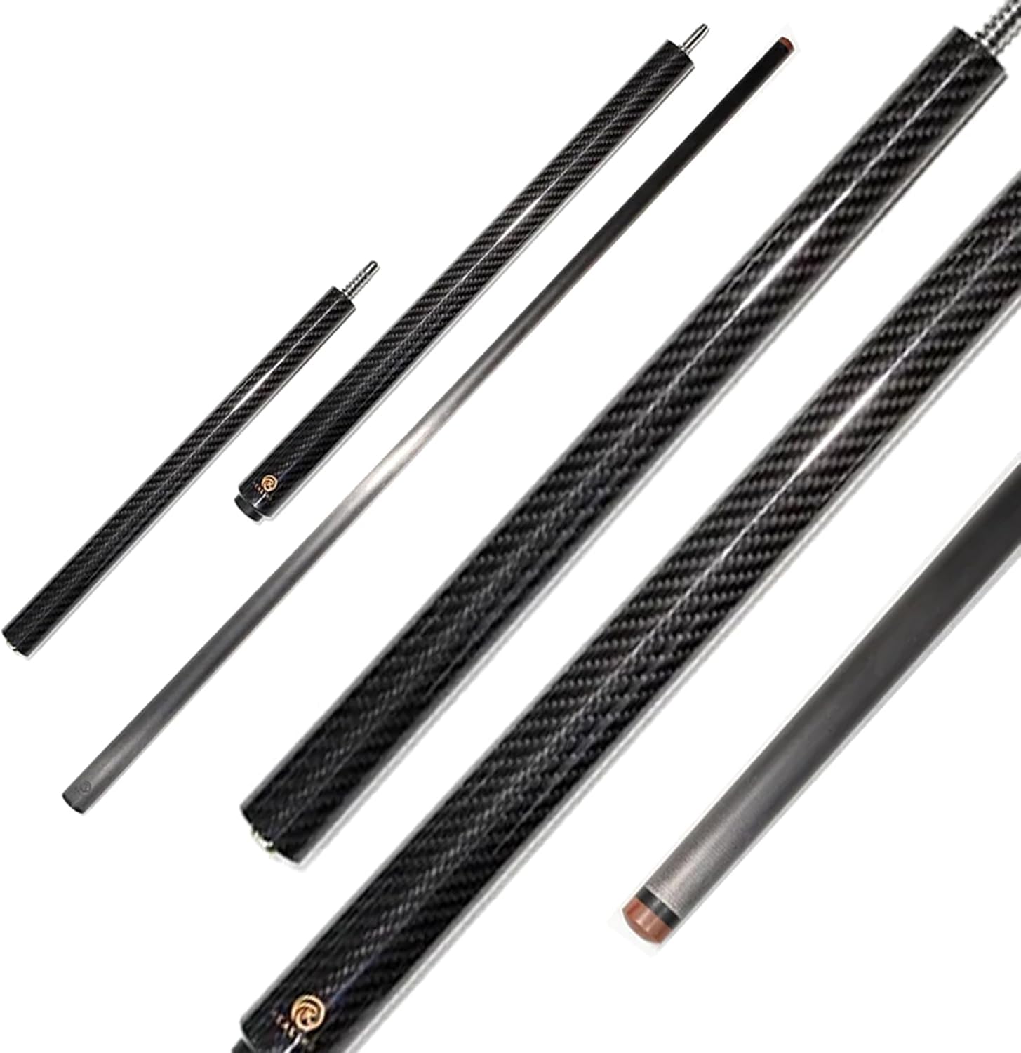 OKHEALING 12.9mm Carbon Fiber Pool Cue 1/3 Joint Handmade for Black Eight and Nine Balls 20-22oz Shiny