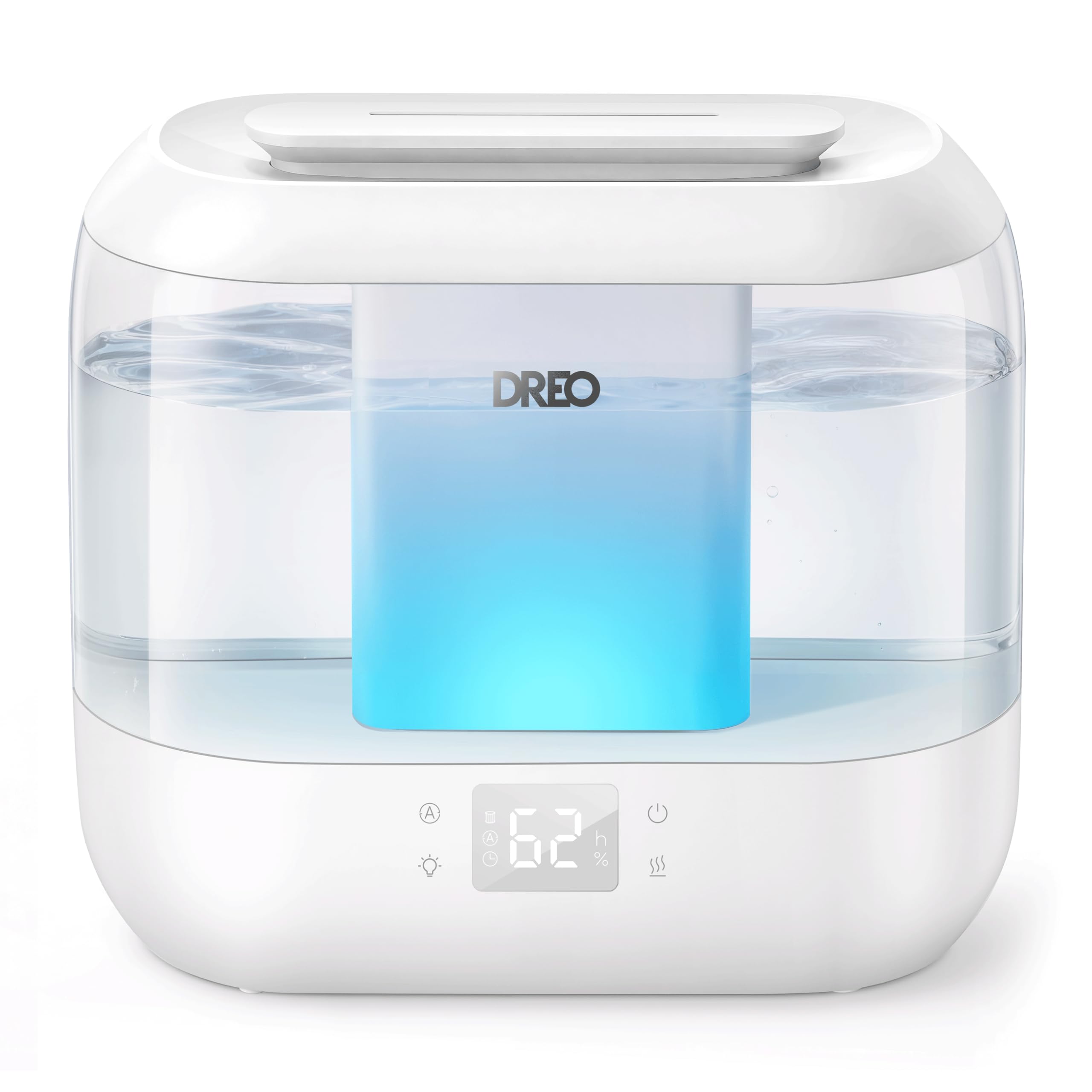 DREO 4L Cool Mist Humidifier, Smart Humidity Sensor & LED Real-Time Humidity Display, 21dB Silent Bedroom Diffuser, Top Refill Oil Diffuser, 40 Hours Runtime, Soft Night Light, Easy Clean, White — image 1