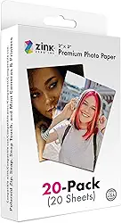 Zink Papel fotográfico instantâneo premium de 5 x 7,6 cm (pacote com 20) compatível com câmeras e impressoras Polaroid Snap, Snap Touch, Zip e Mint