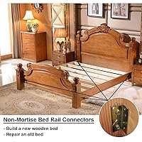 Vista 6 de Soportes de riel de cama, herrajes para marco de cama de madera, accesorios de riel de cama resistentes sin embutir - Juego de 4