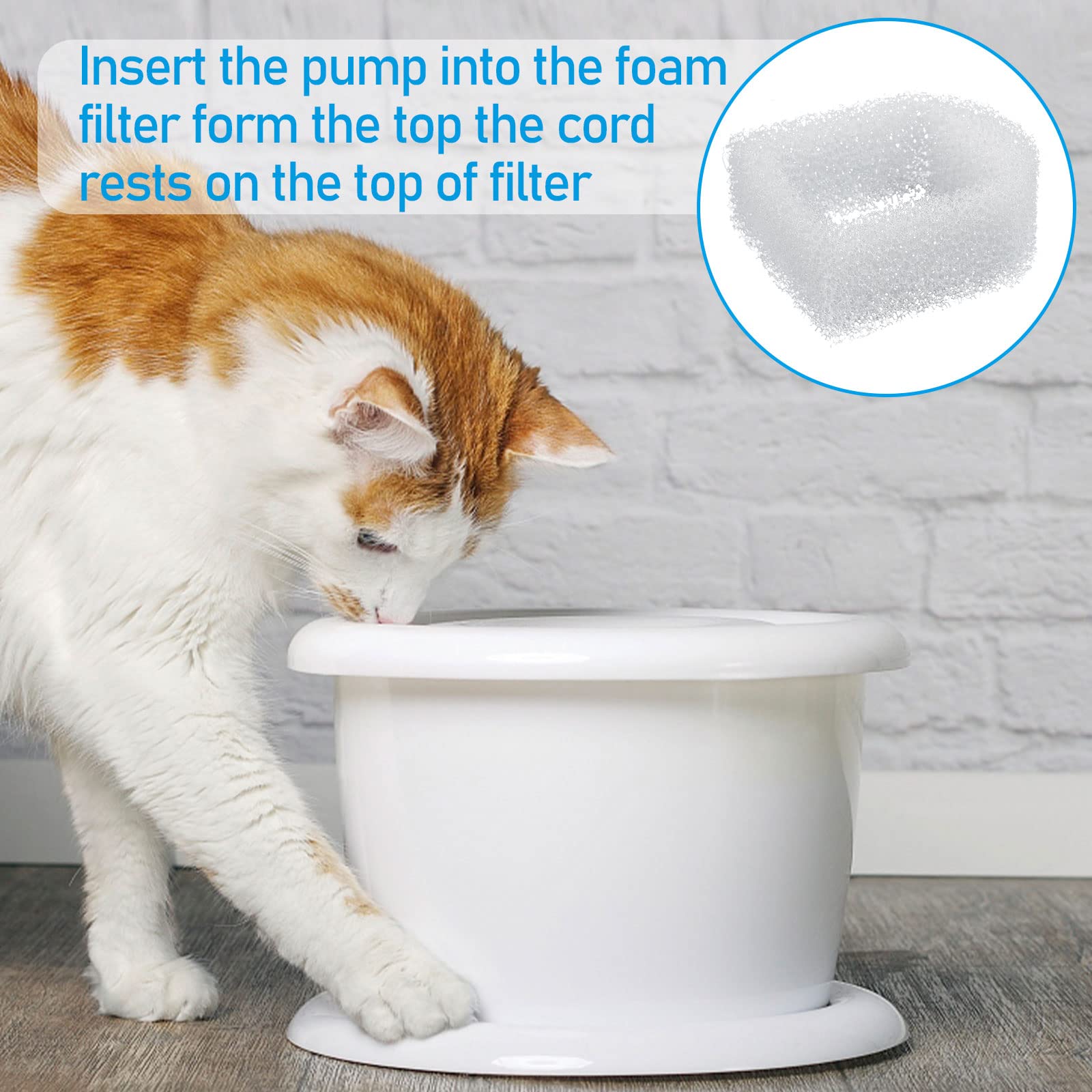 30 filtros de espuma de repuesto para fuente de mascotas, filtro de espuma de prefiltro de esponja de agua potable, compatible con fuentes de cerámica Drinkwell y acero inoxidable 360 para mascotas,
